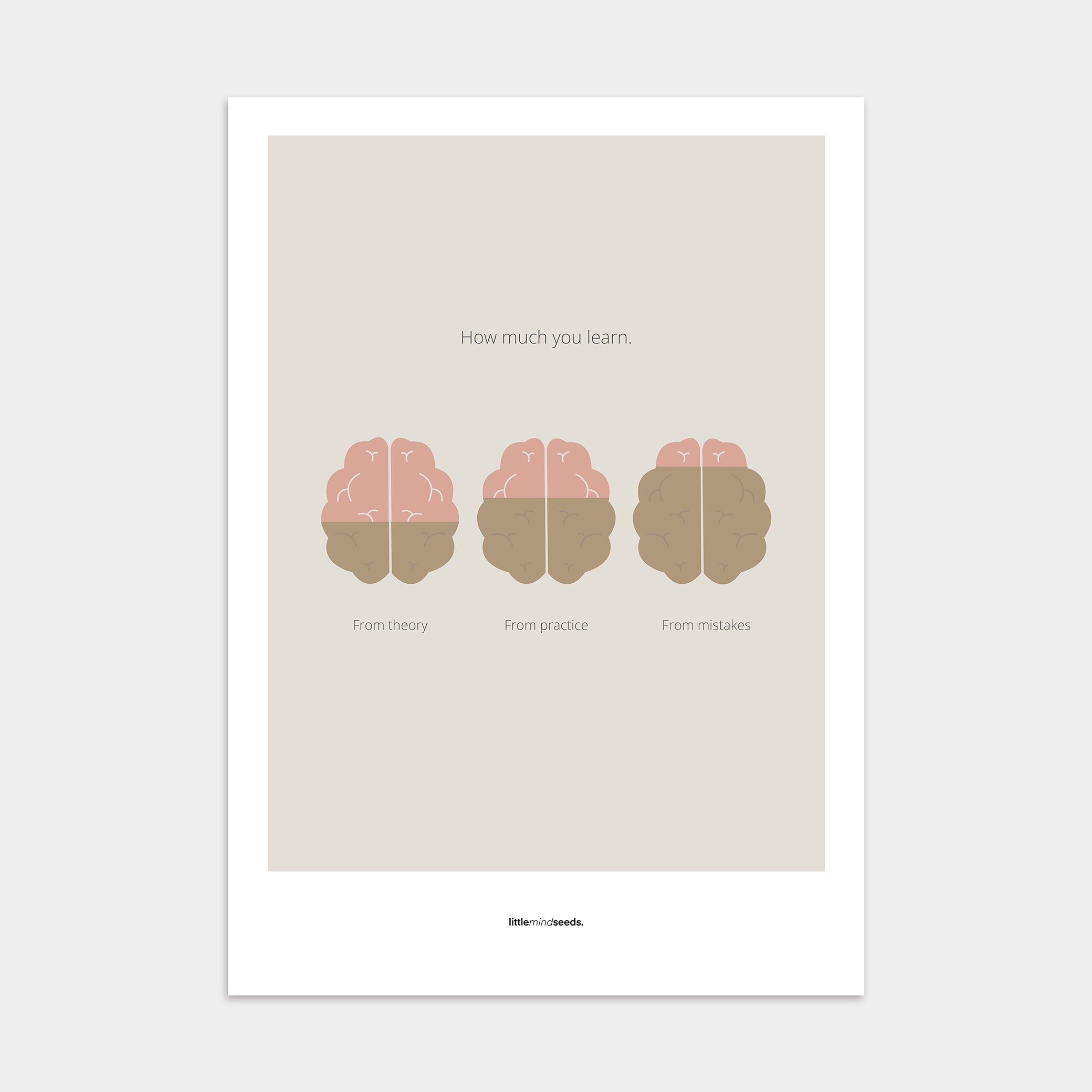 “How Much You Learn From Theory, Practice, Mistakes” – Growth Mindset Motivational Poster | Minimalist Quotes on the Wall, Downloadable PDF Bundle - ALL colors