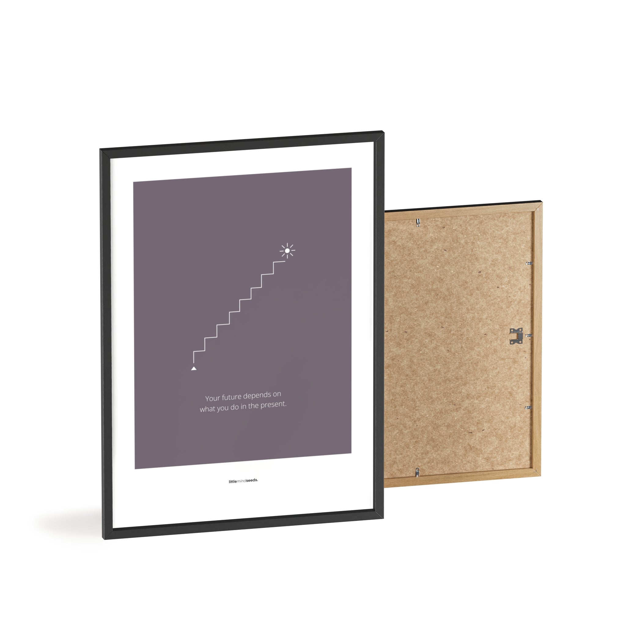 "The Future Depends On What You Do In The Present" – Discipline, Habits & Achievements Children Motivational Wall Framed Poster to Foster Focus & Success | Matte Poster– Purple