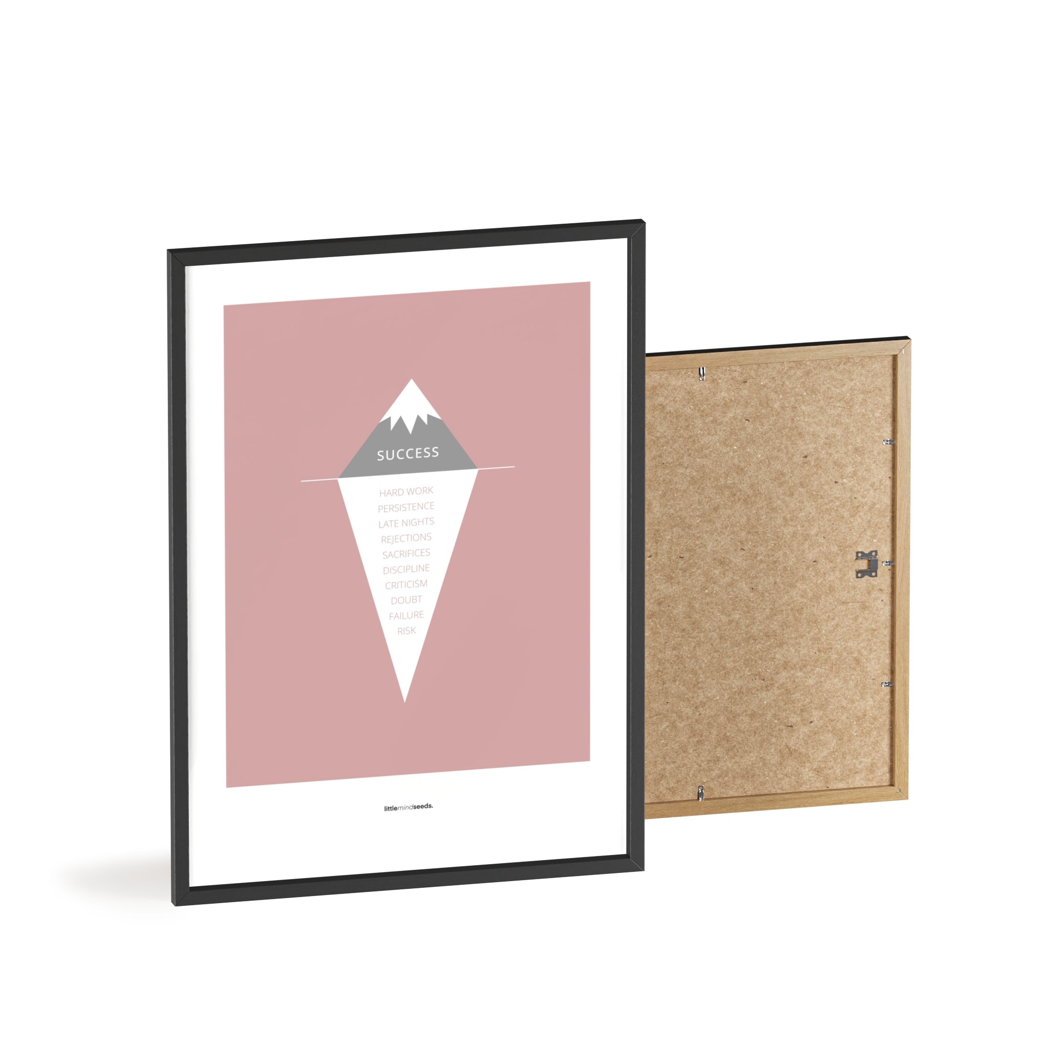 "The Iceberg Illusion – What People See vs What Went Into Achieving It" – Discipline, Habits & Achievements Children Motivational Wall Art to Foster Focus & Success | Matte Frames– Pink