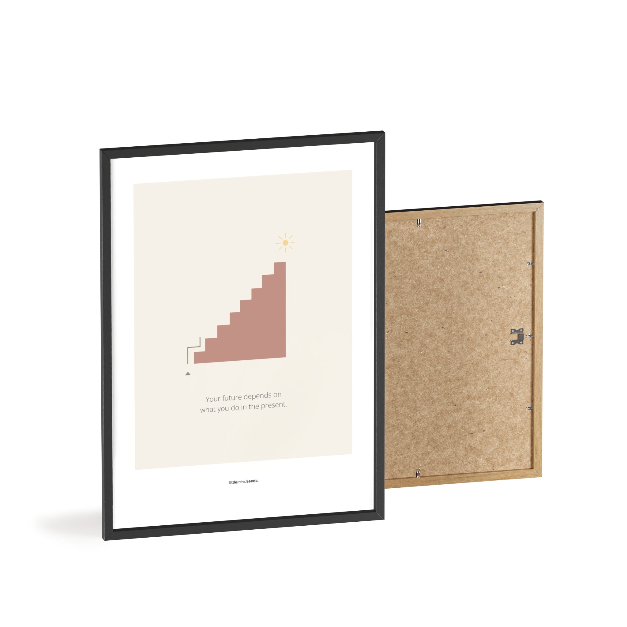 "The Future Depends On What You Do In The Present" – Discipline, Habits & Achievements Children Motivational Wall Framed Poster to Foster Focus & Success | Matte Poster– Beige