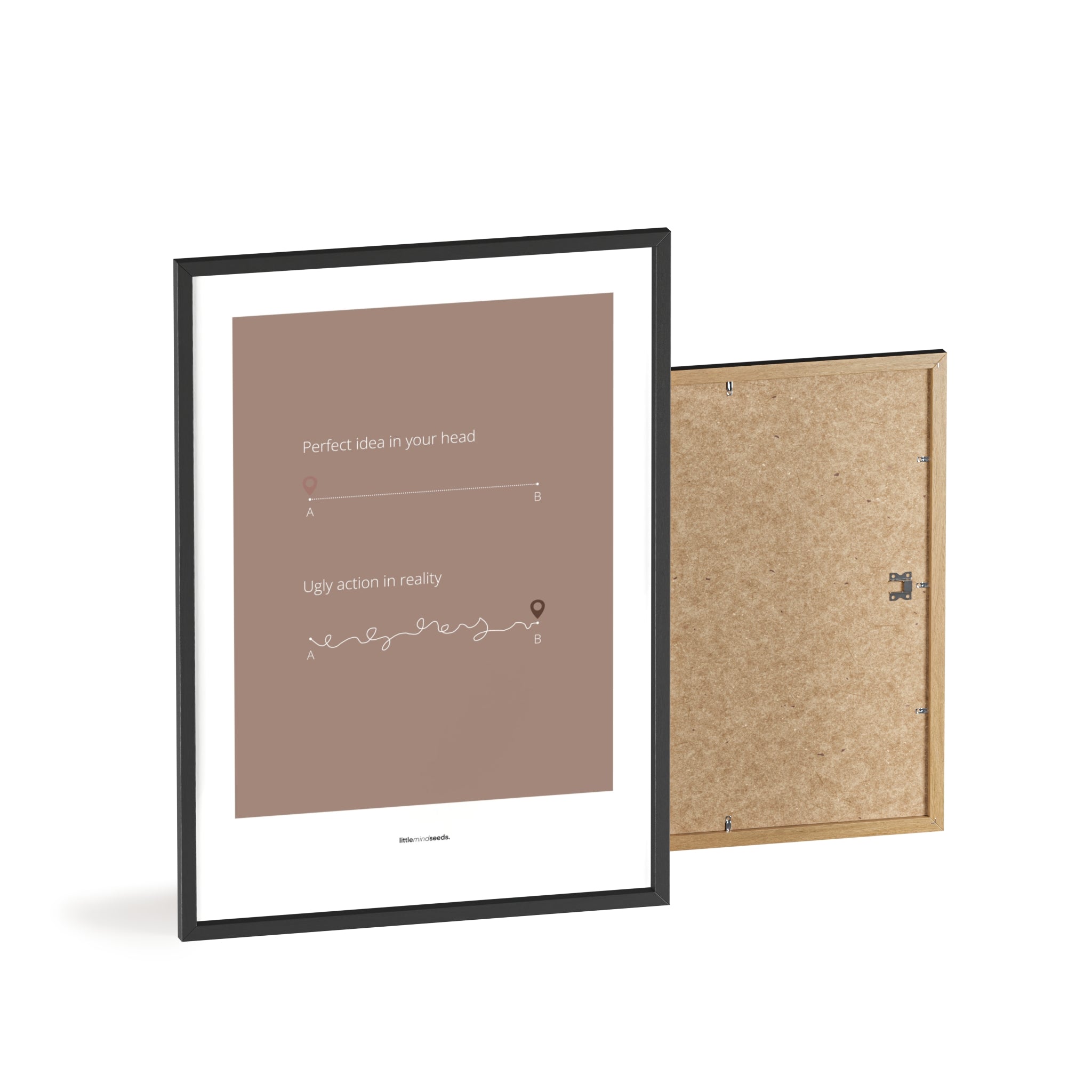 "Perfect Idea vs Ugly Action in Reality" – Critical Thinking & Problem-Solving Children Wall Art to Boost Creativity & Adaptability | Matte Frame Poster– Brown