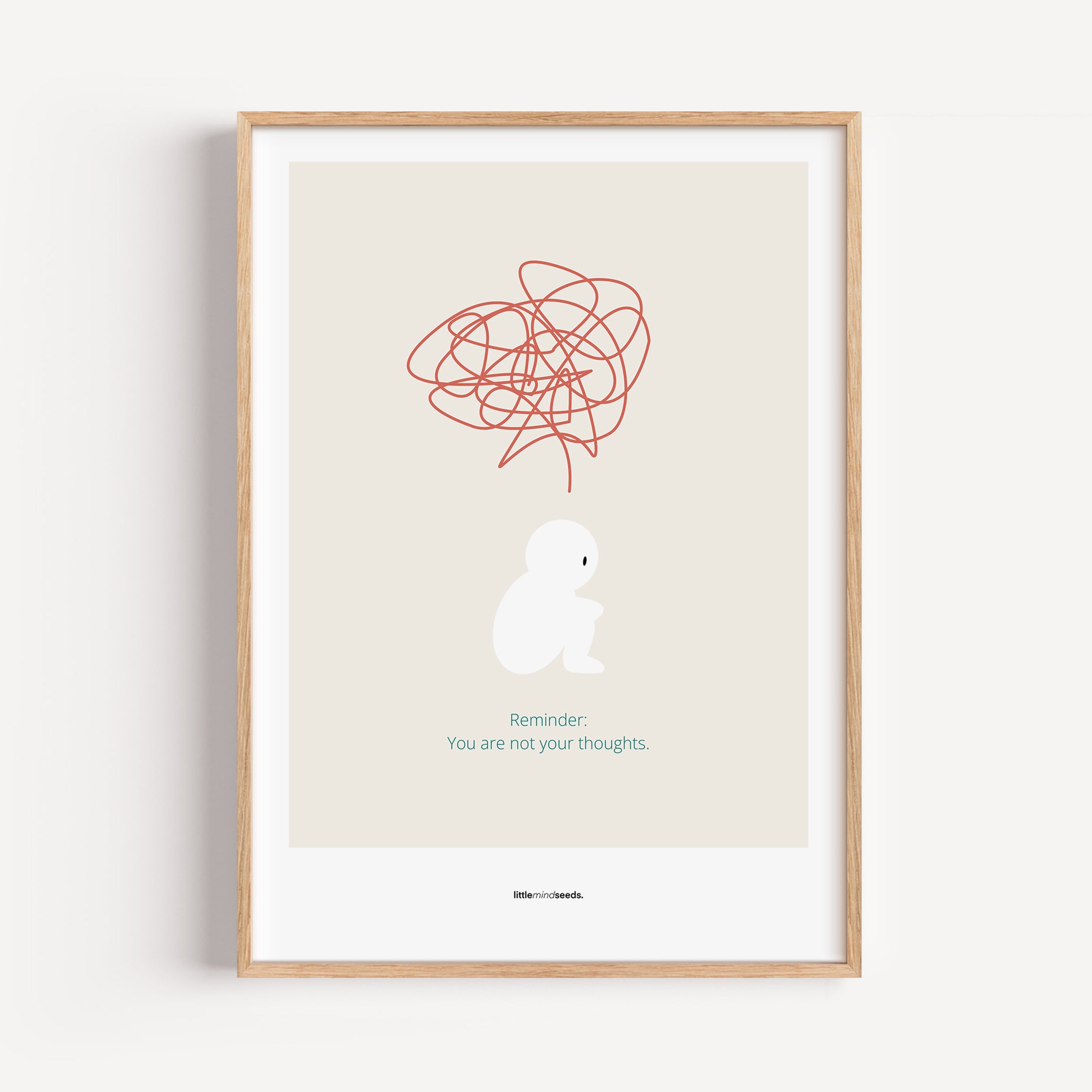 "We Are Not Our Thoughts – We Are Our Actions" – Resilience & Confidence Wall Art to Build Self-Belief & Grit | Motivational Quality Framed Poster | Minimalist Quotes for Personal Growt – Beige