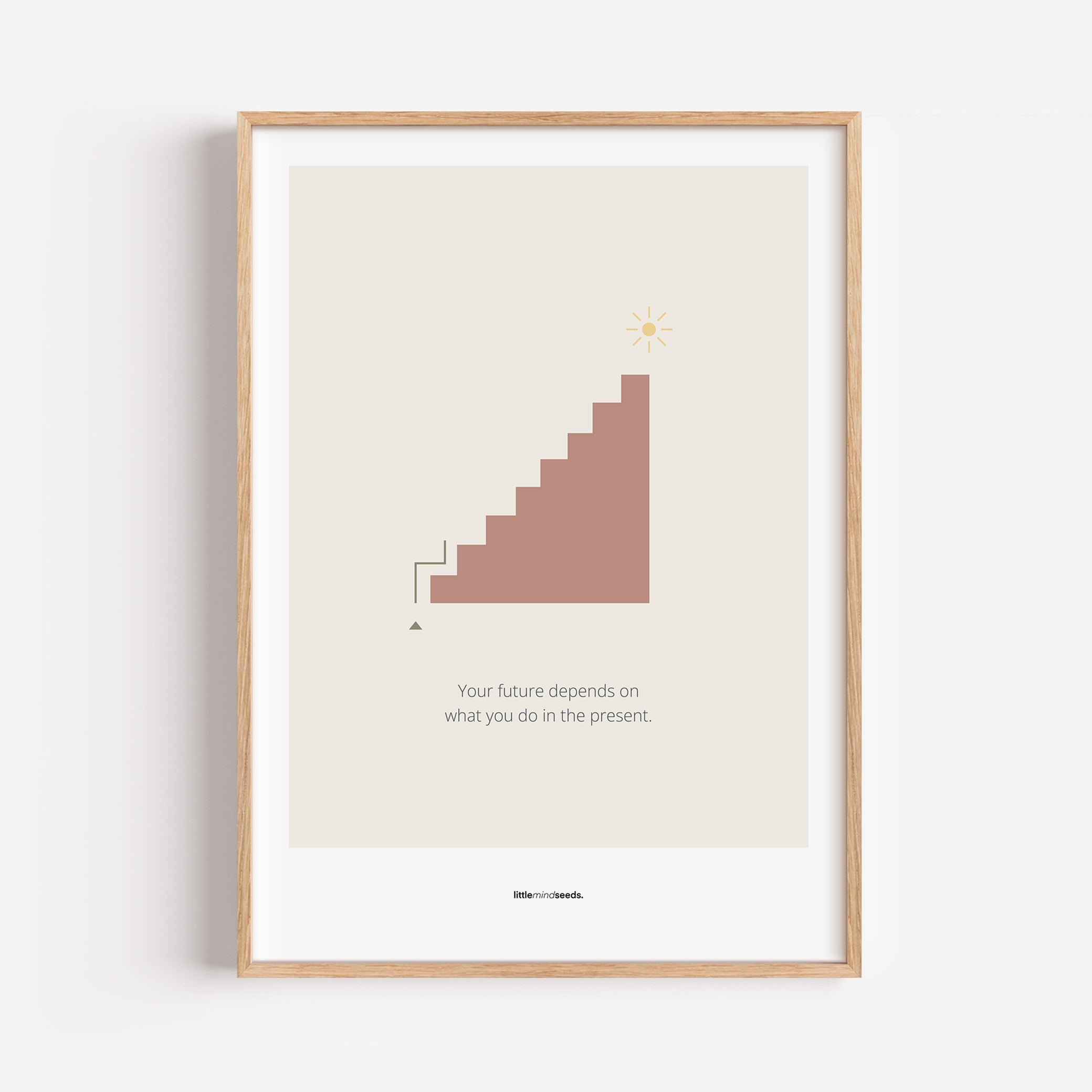 "The Future Depends On What You Do In The Present" – Discipline, Habits & Achievements Children Motivational Wall Framed Poster to Foster Focus & Success | Matte Poster– Beige