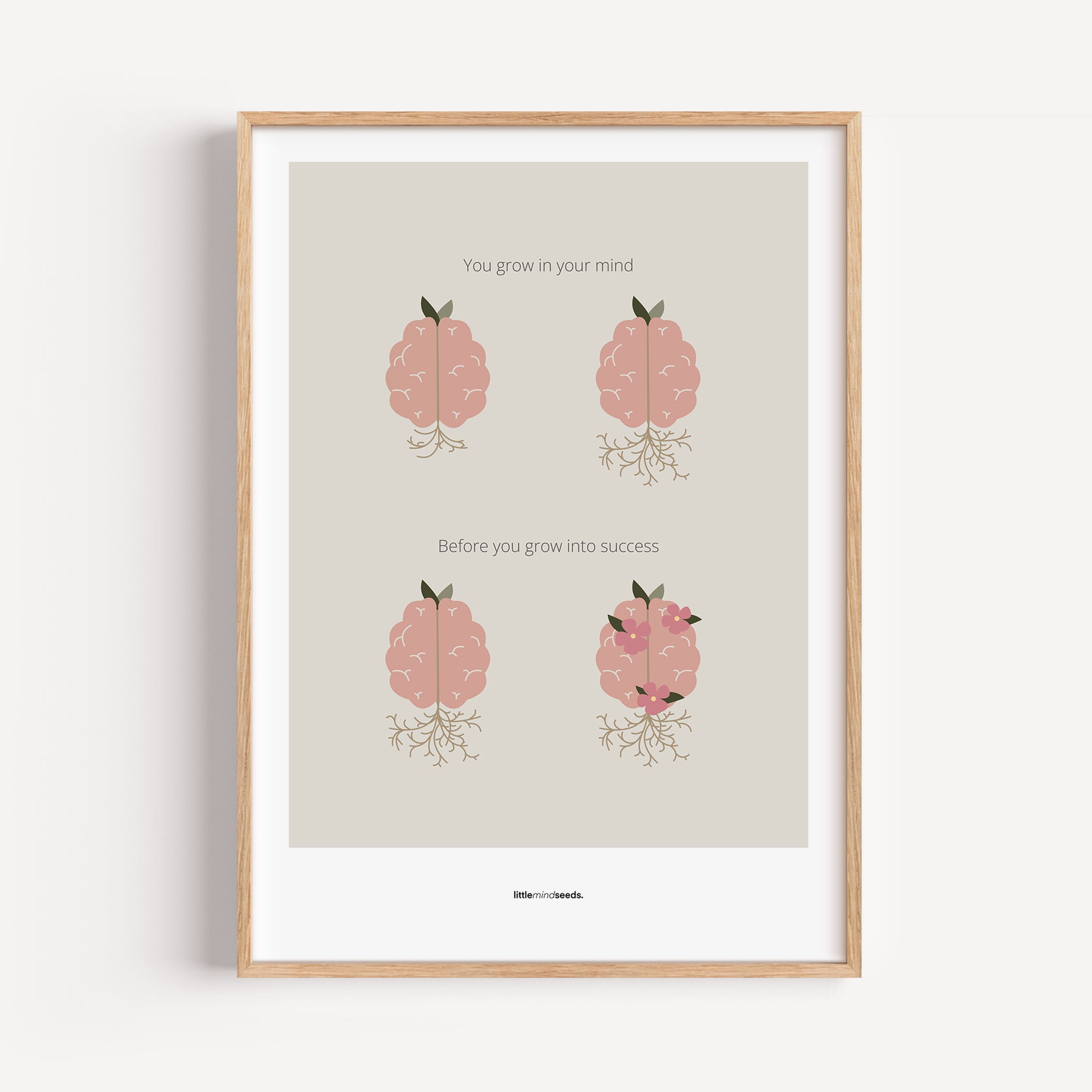 "You Grow Inside First" – Motivational Framed Poster for Children | Growth Mindset Wall Art Framed Poster – Dark Gray