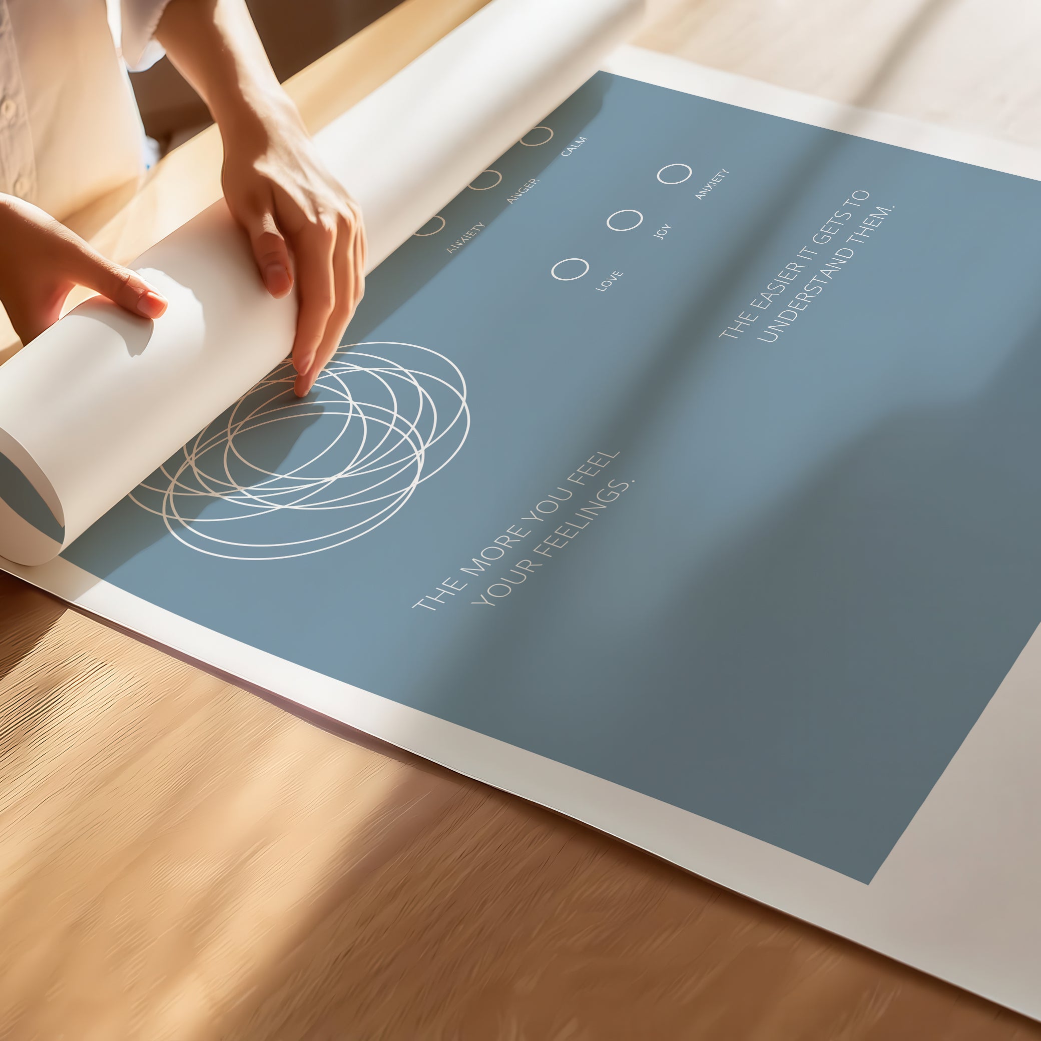 "The More You Feel, The Easier You Understand" – Emotional Intelligence & Self-Worth Wall Art for Children to Nurture Empathy & Confidence | Premium Poster– Blue