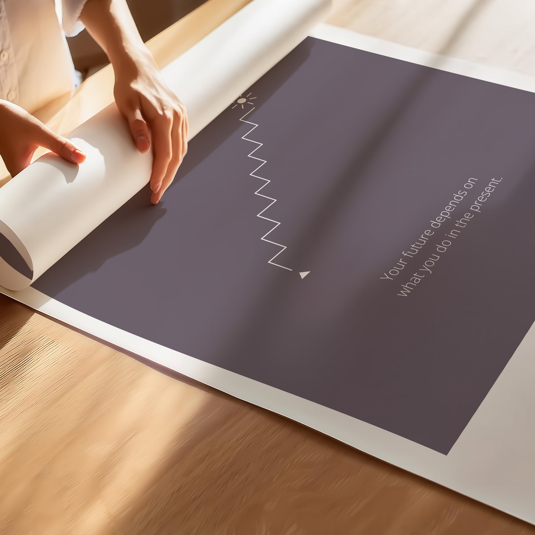 "The Future Depends On What You Do In The Present" – Discipline, Habits & Achievements Children Motivational Wall Poster to Foster Focus & Success  Poster– Purple