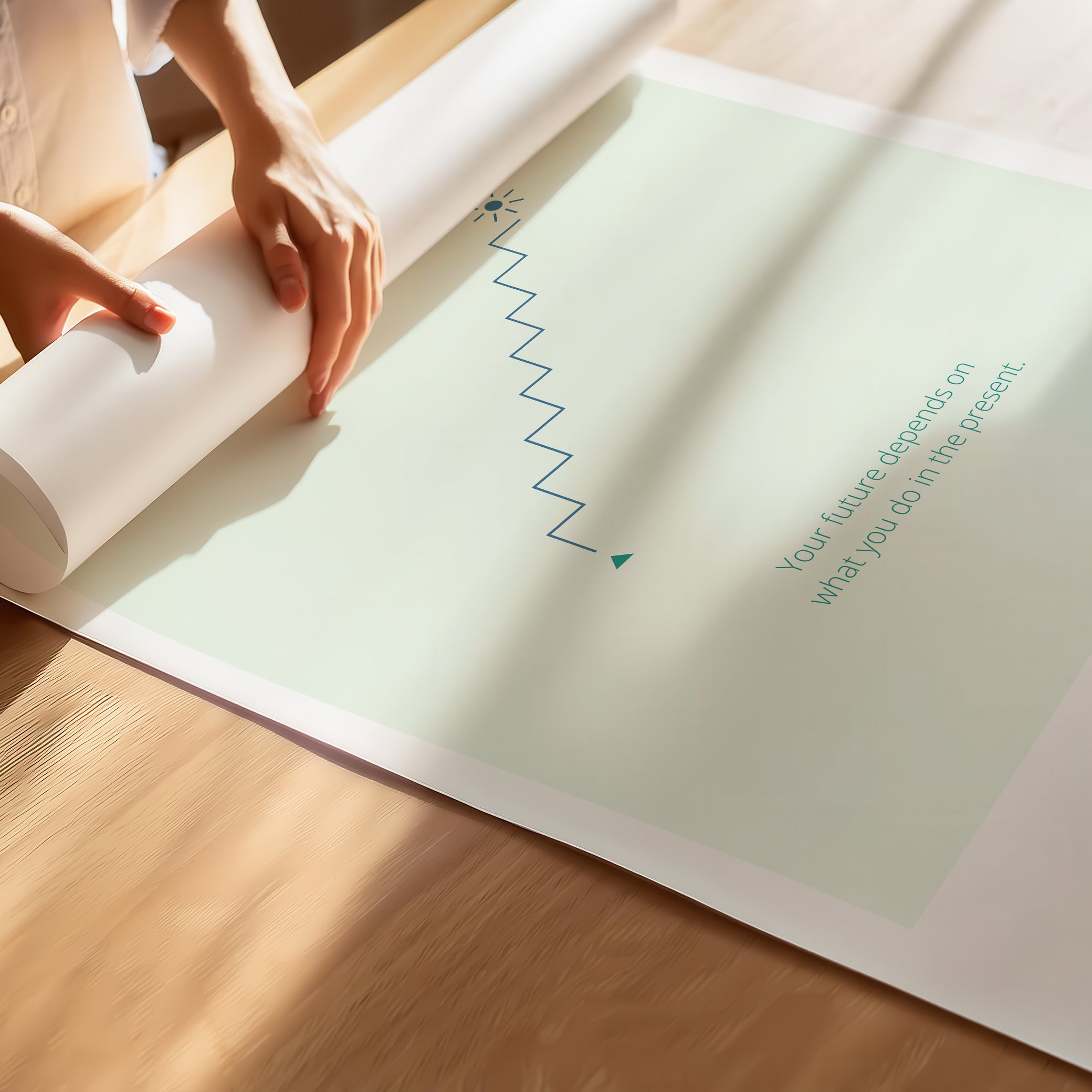 "The Future Depends On What You Do In The Present" – Discipline, Habits & Achievements Children Motivational Wall Poster to Foster Focus & Success  Poster– Mint