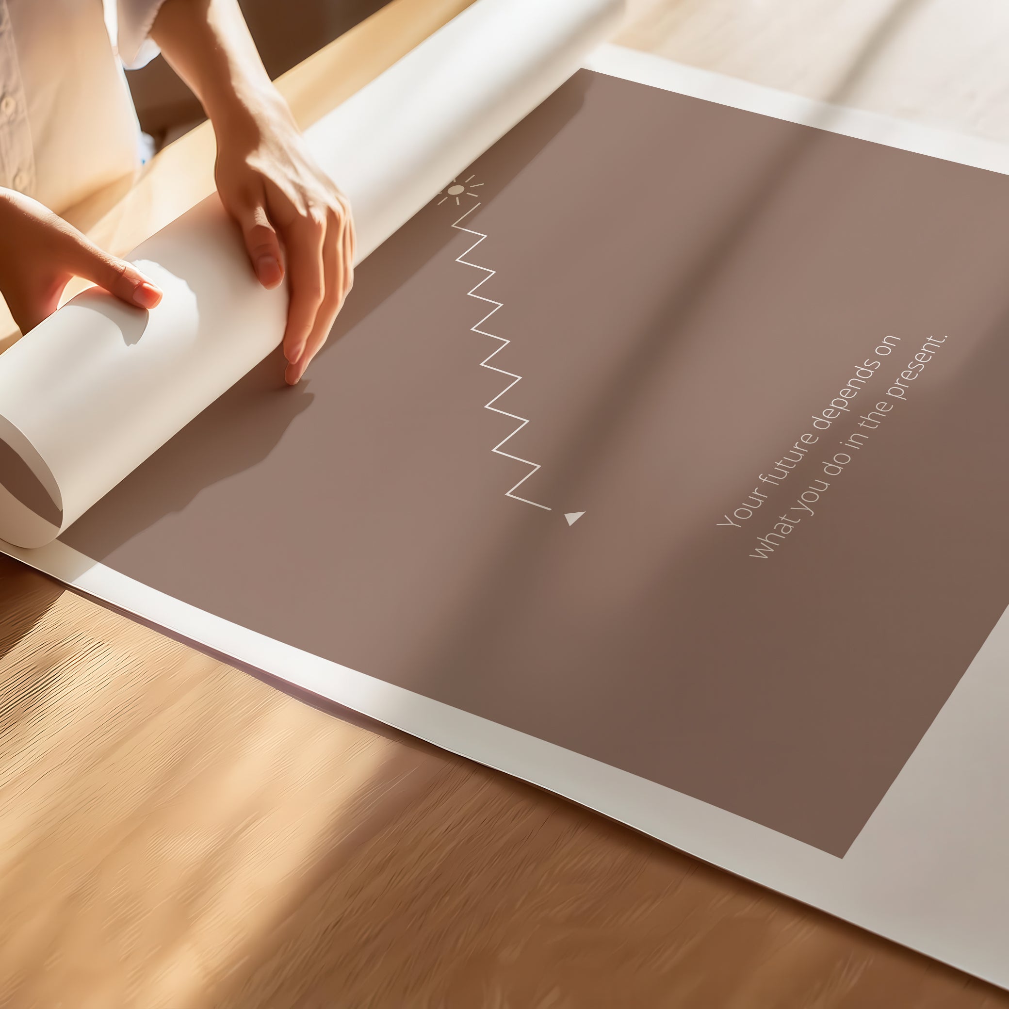 "The Future Depends On What You Do In The Present" – Discipline, Habits & Achievements Children Motivational Wall Poster to Foster Focus & Success Poster– Brown