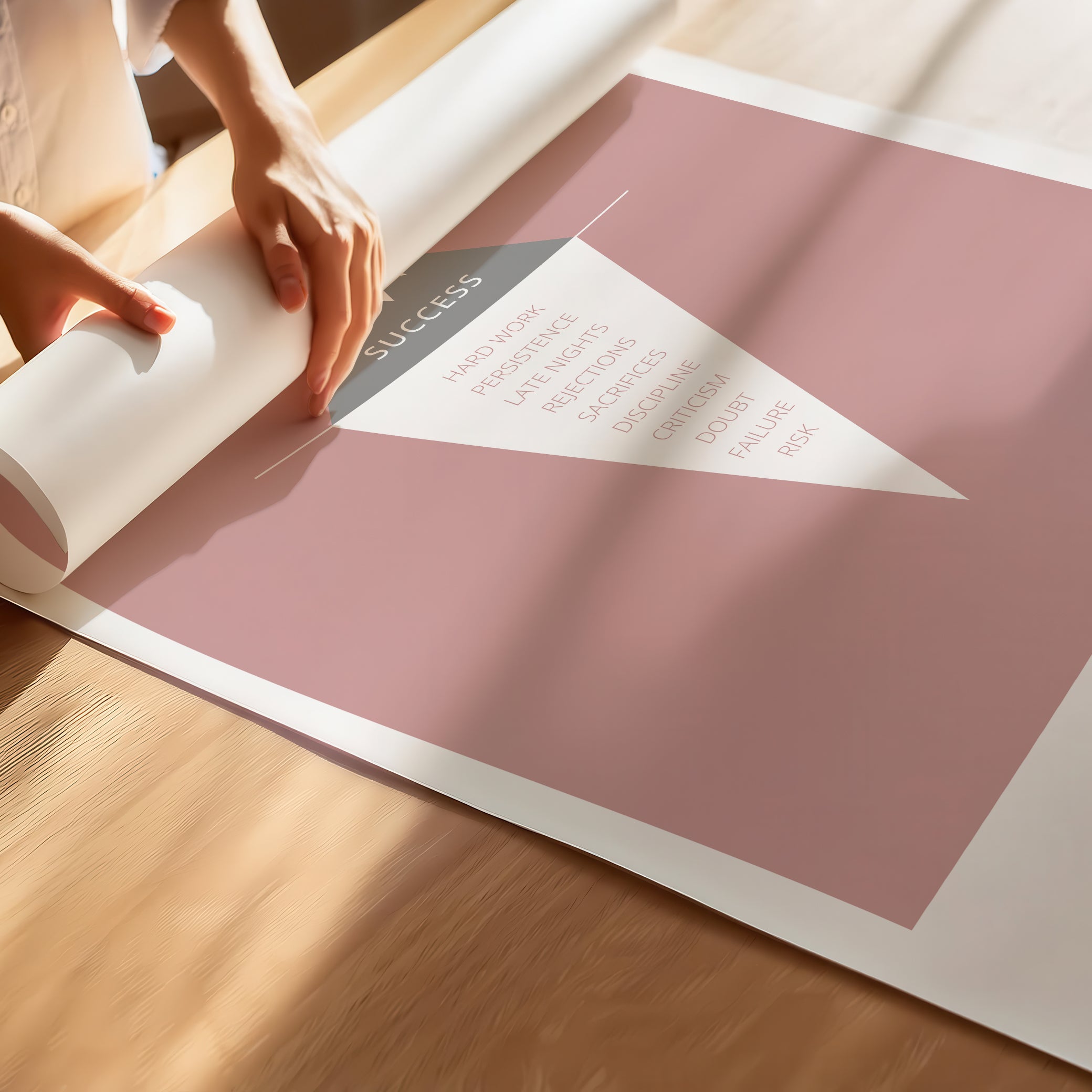 "The Iceberg Illusion – What People See vs What Went Into Achieving It" – Discipline, Habits & Achievements Children Motivational Wall Art to Foster Focus & Success | Poster– Pink