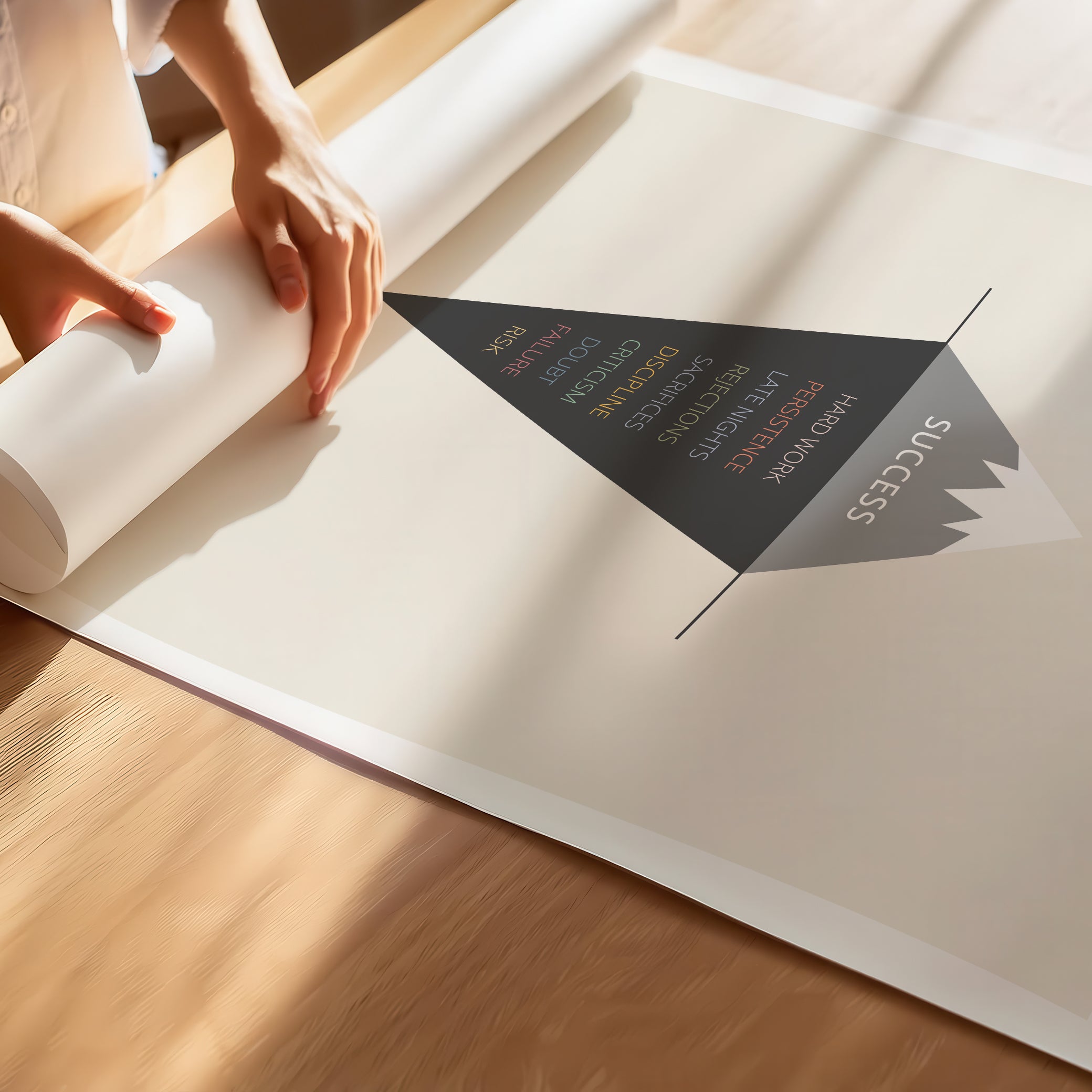 "The Iceberg Illusion – What People See vs What Went Into Achieving It" – Discipline, Habits & Achievements Children Motivational Wall Art to Foster Focus & Success | Unframed Poster– Beige