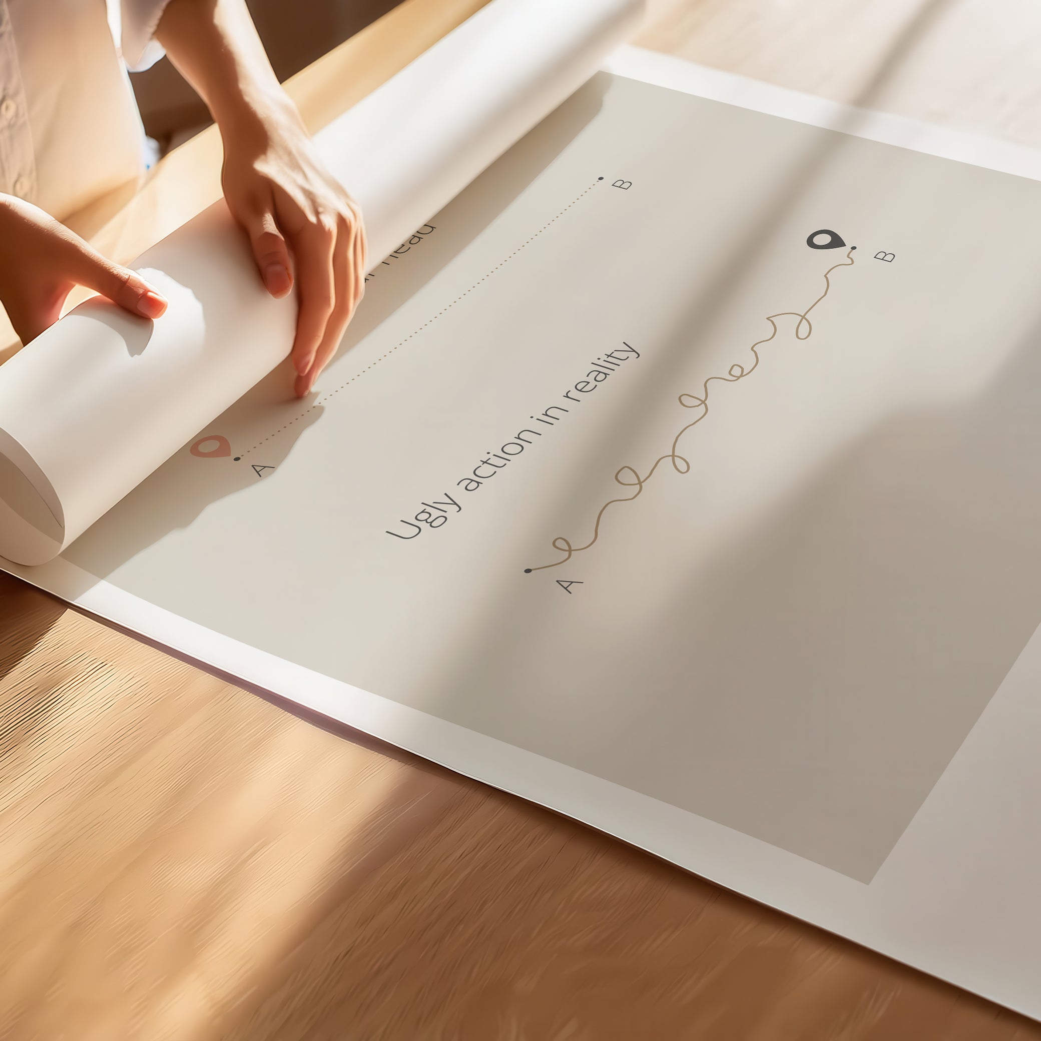 "Perfect Idea vs Ugly Action in Reality" – Critical Thinking & Problem-Solving Children Wall Art to Boost Creativity & Adaptability | Poster – Dark Gray