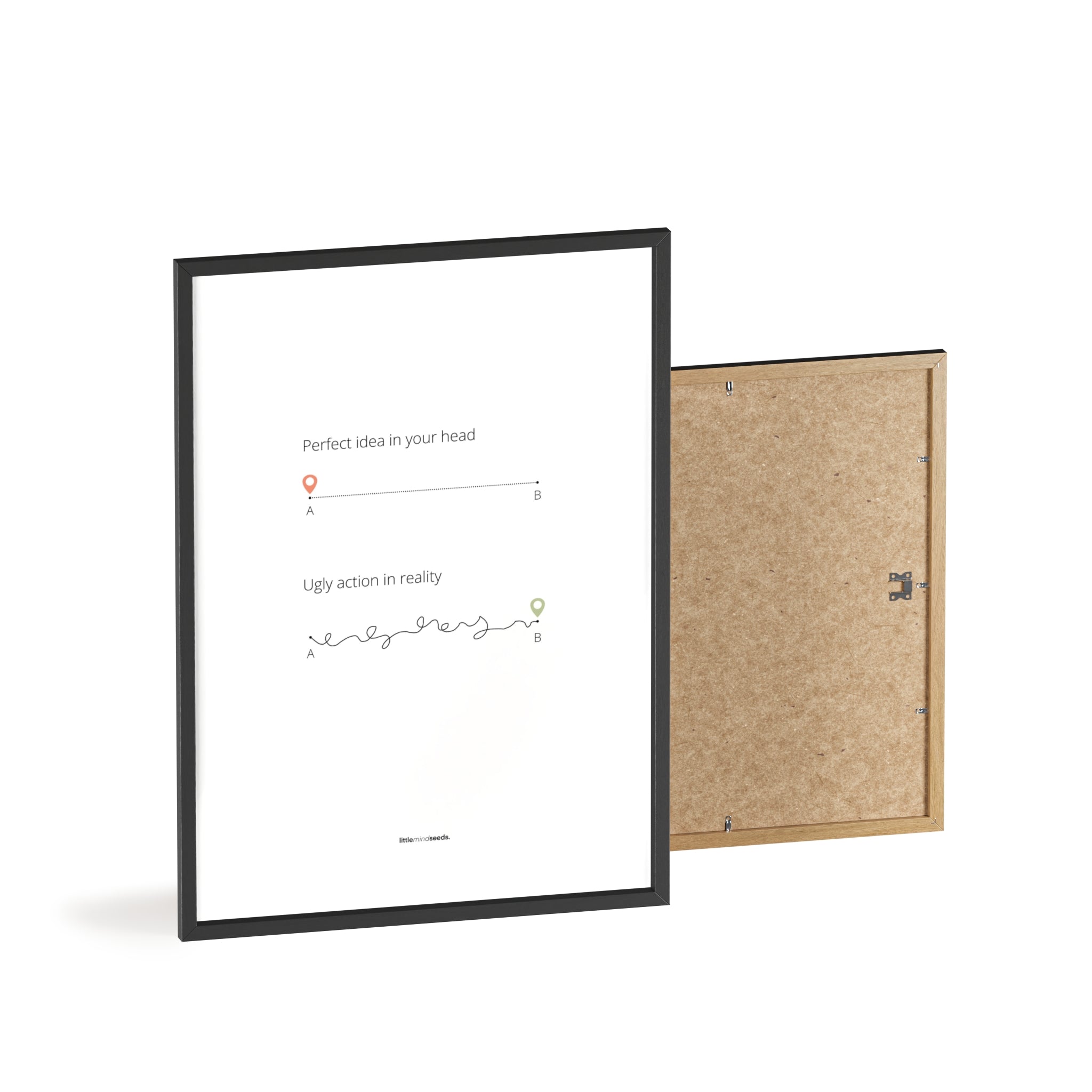 "Perfect Idea vs Ugly Action in Reality" – Critical Thinking & Problem-Solving Children Wall Art to Boost Creativity & Adaptability | Matte Frame Poster– white