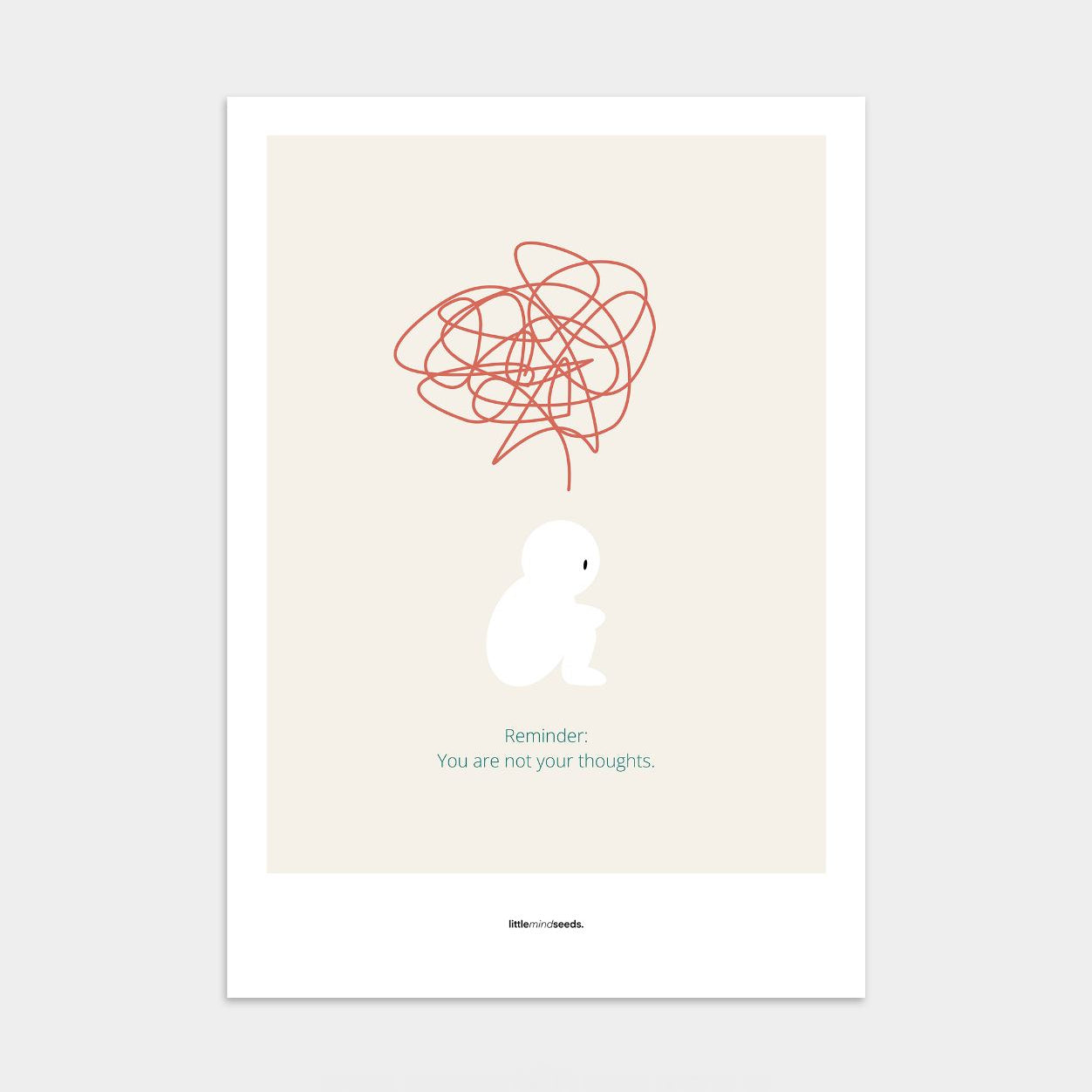 “We Are Not Our Thoughts, We Are Our Actions” – Resilience & Confidence Motivational Poster | Minimalist Quotes on the Wall, Downloadable PDF Bundle - ALL colors