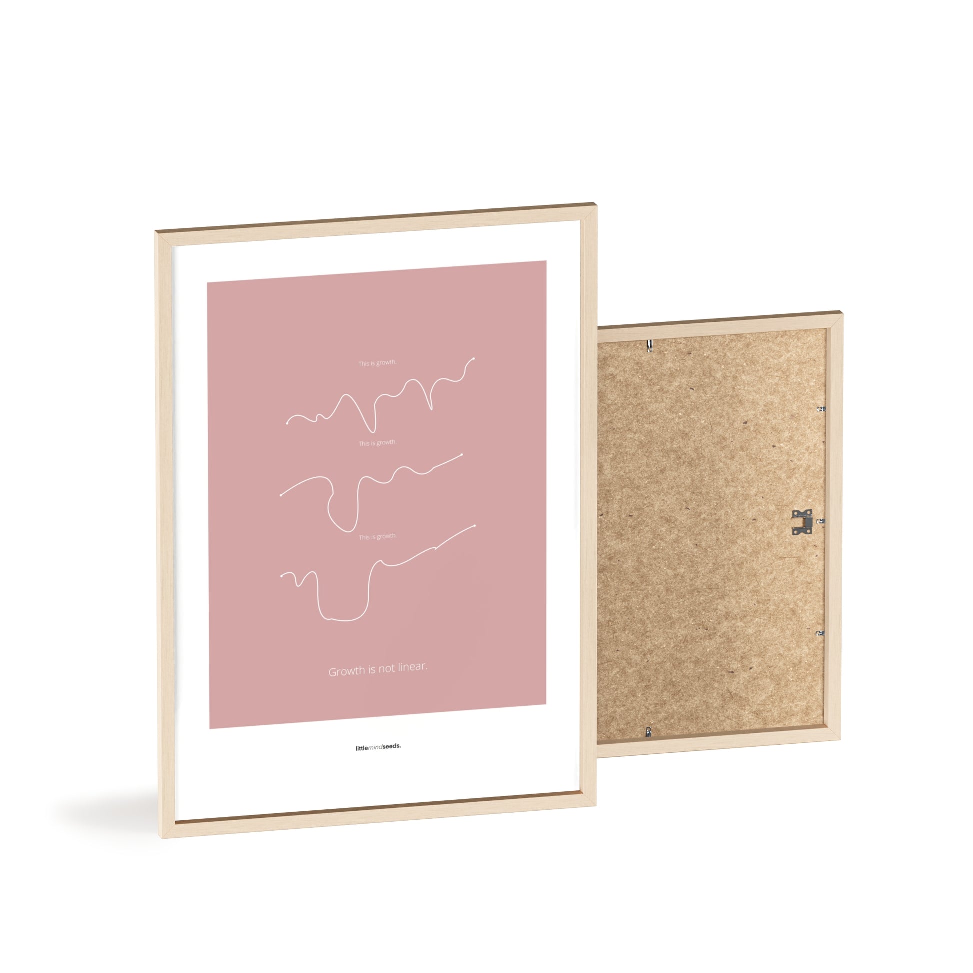 “Growth Is Not Linear” – Inspiration to Child's Growth Mindset | Motivational Framed Poster | Minimalist Quotes on the Wall – Pink