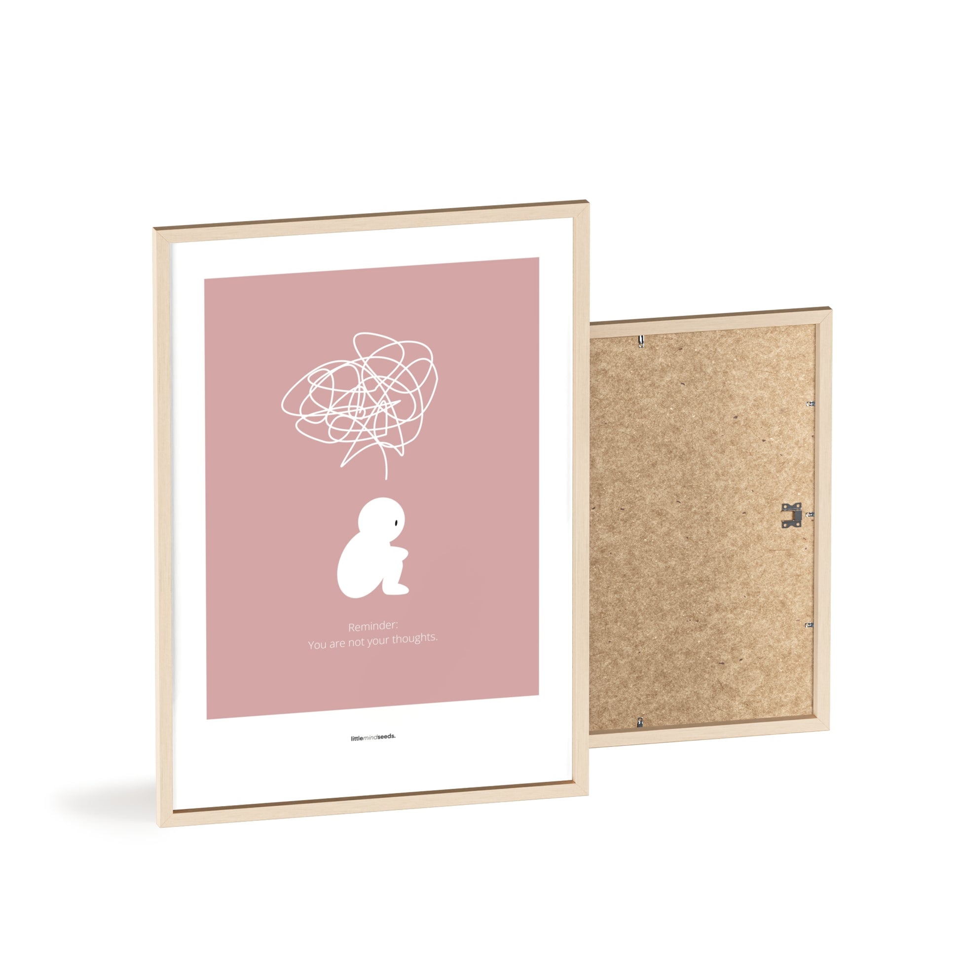 "We Are Not Our Thoughts – We Are Our Actions" – Resilience & Confidence Wall Art to Build Self-Belief & Grit | Motivational Quality Framed Poster | Minimalist Quotes for Personal Growt – Pink