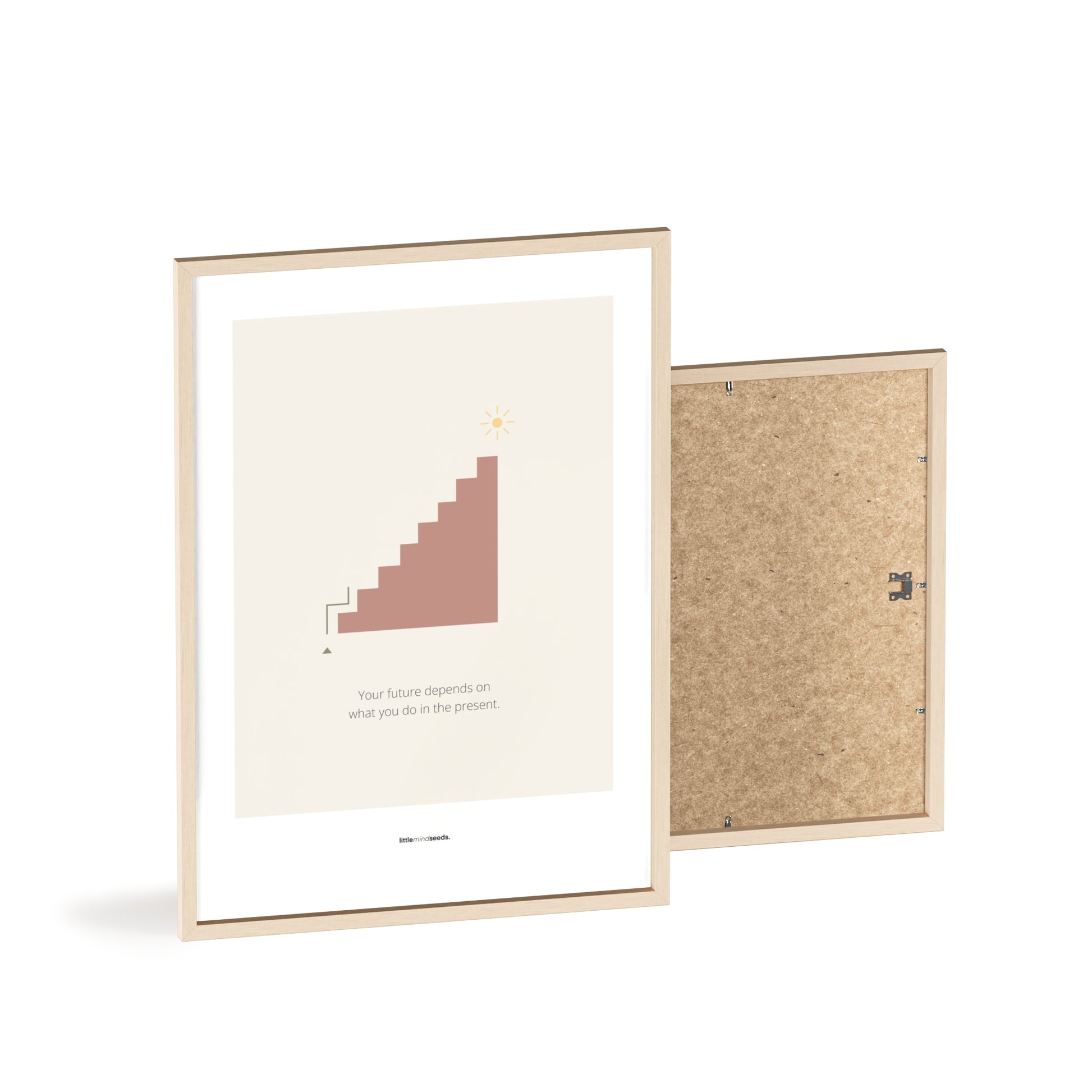 "The Future Depends On What You Do In The Present" – Discipline, Habits & Achievements Children Motivational Wall Framed Poster to Foster Focus & Success | Matte Poster– Beige