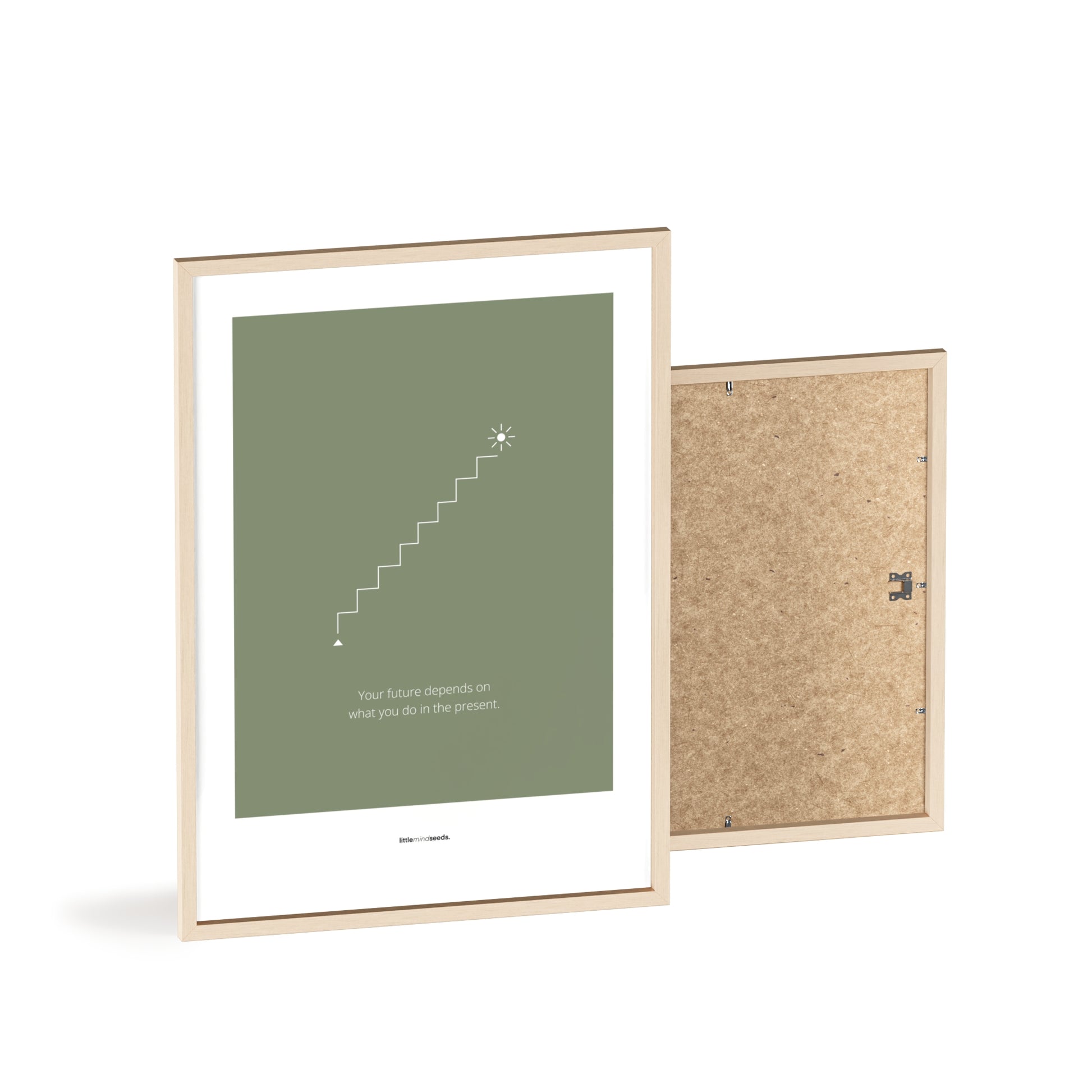 "The Future Depends On What You Do In The Present" – Discipline, Habits & Achievements Children Motivational Wall Framed Poster to Foster Focus & Success | Matte Poster– Green