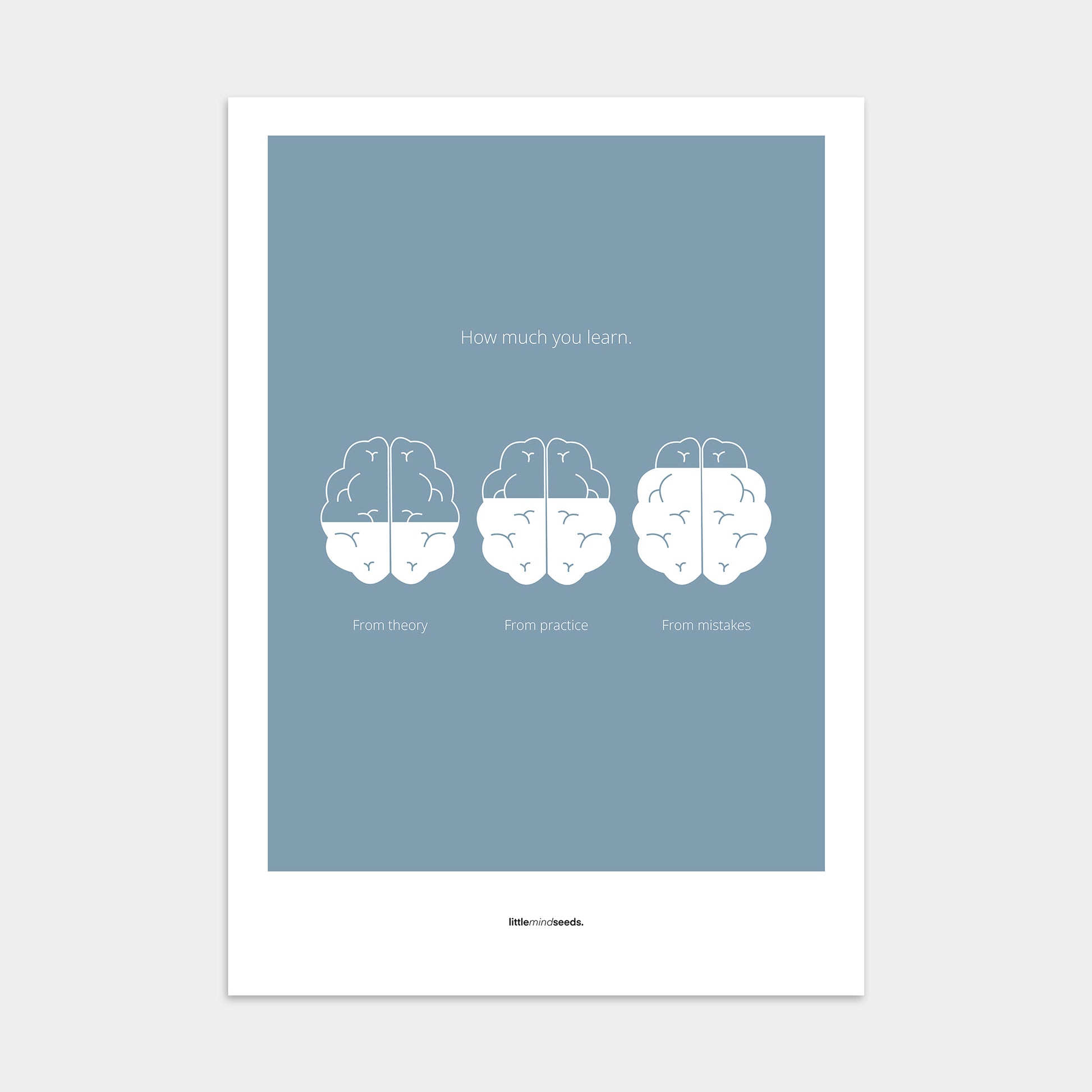 “How Much You Learn From Theory, Practice, Mistakes”  – Growth Mindset Motivational Poster | Minimalist Quotes on the Wall, Downloadable PDF Bundle - ALL colors