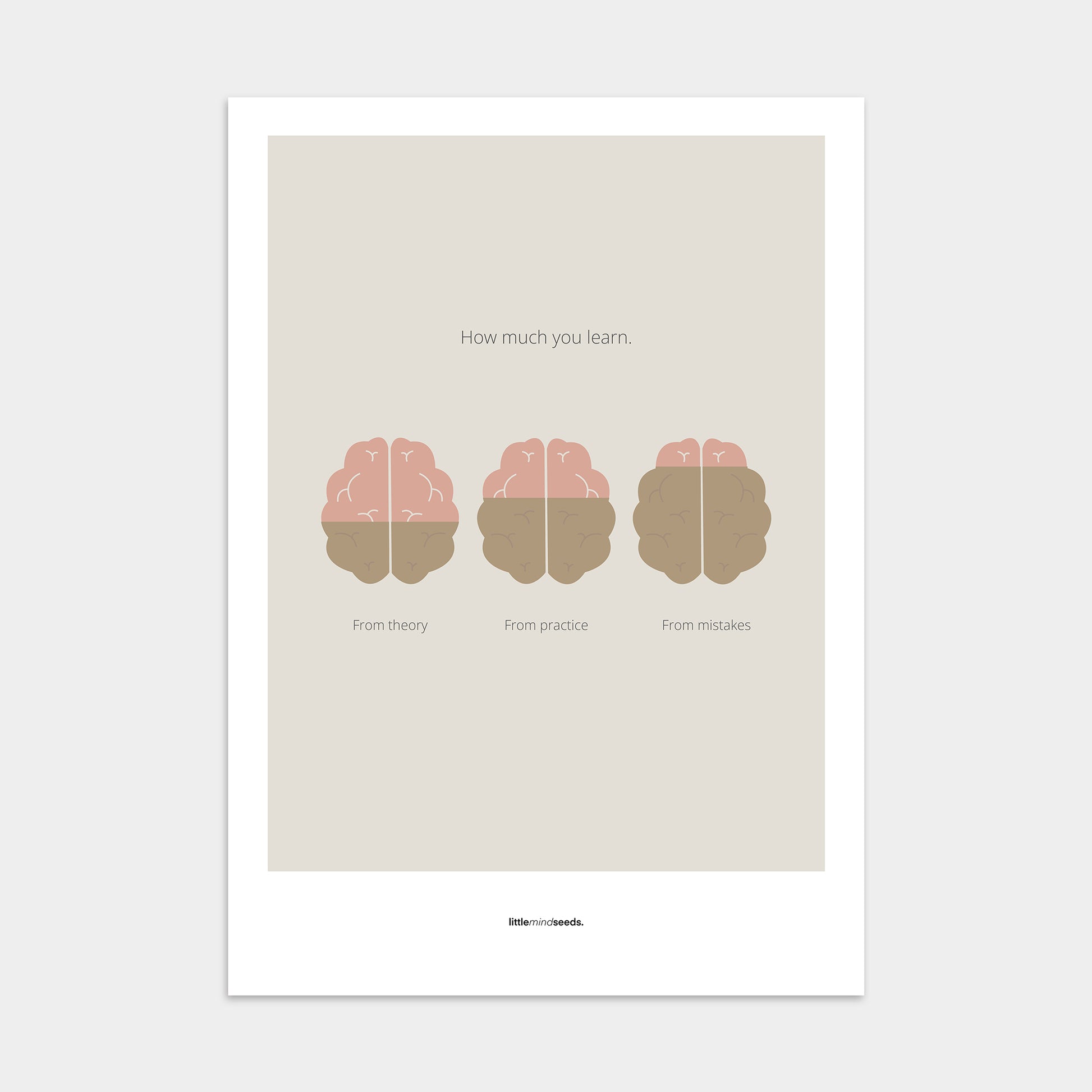 “How Much You Learn From Theory, Practice, Mistakes”  – Growth Mindset Motivational Poster | Minimalist Quotes on the Wall, Downloadable PDF Bundle - ALL colors