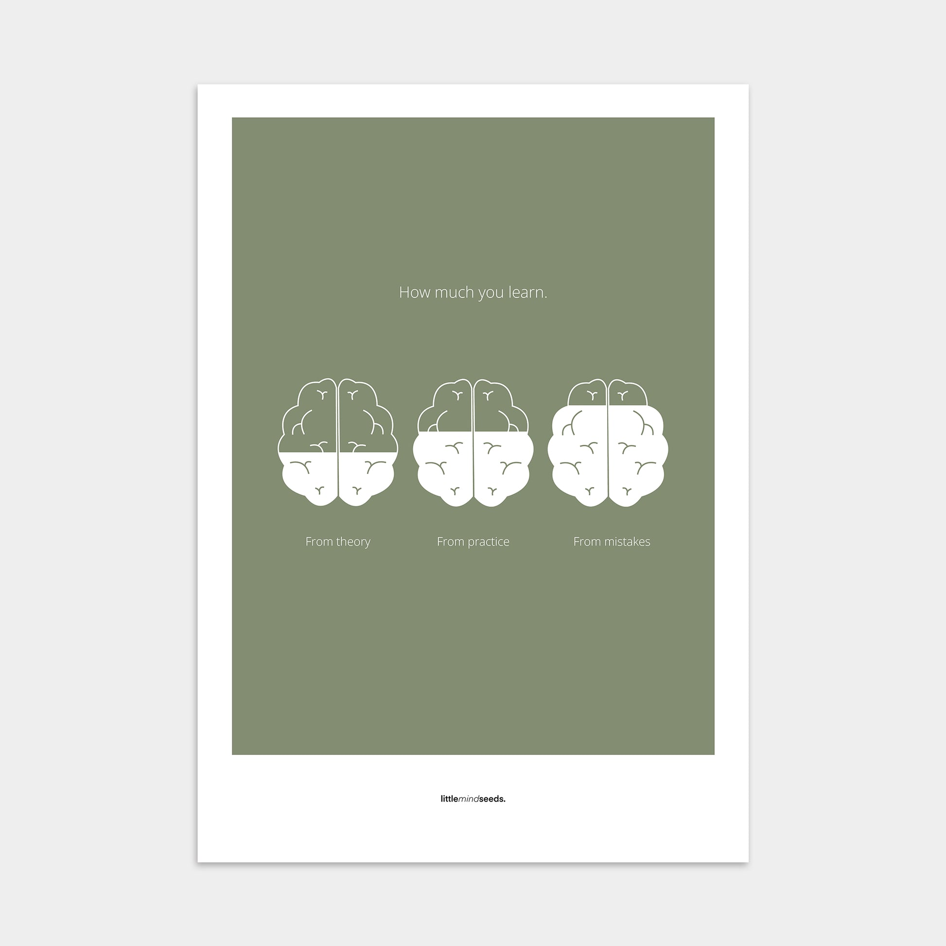 “How Much You Learn From Theory, Practice, Mistakes”  – Growth Mindset Motivational Poster | Minimalist Quotes on the Wall, Downloadable PDF Bundle - ALL colors