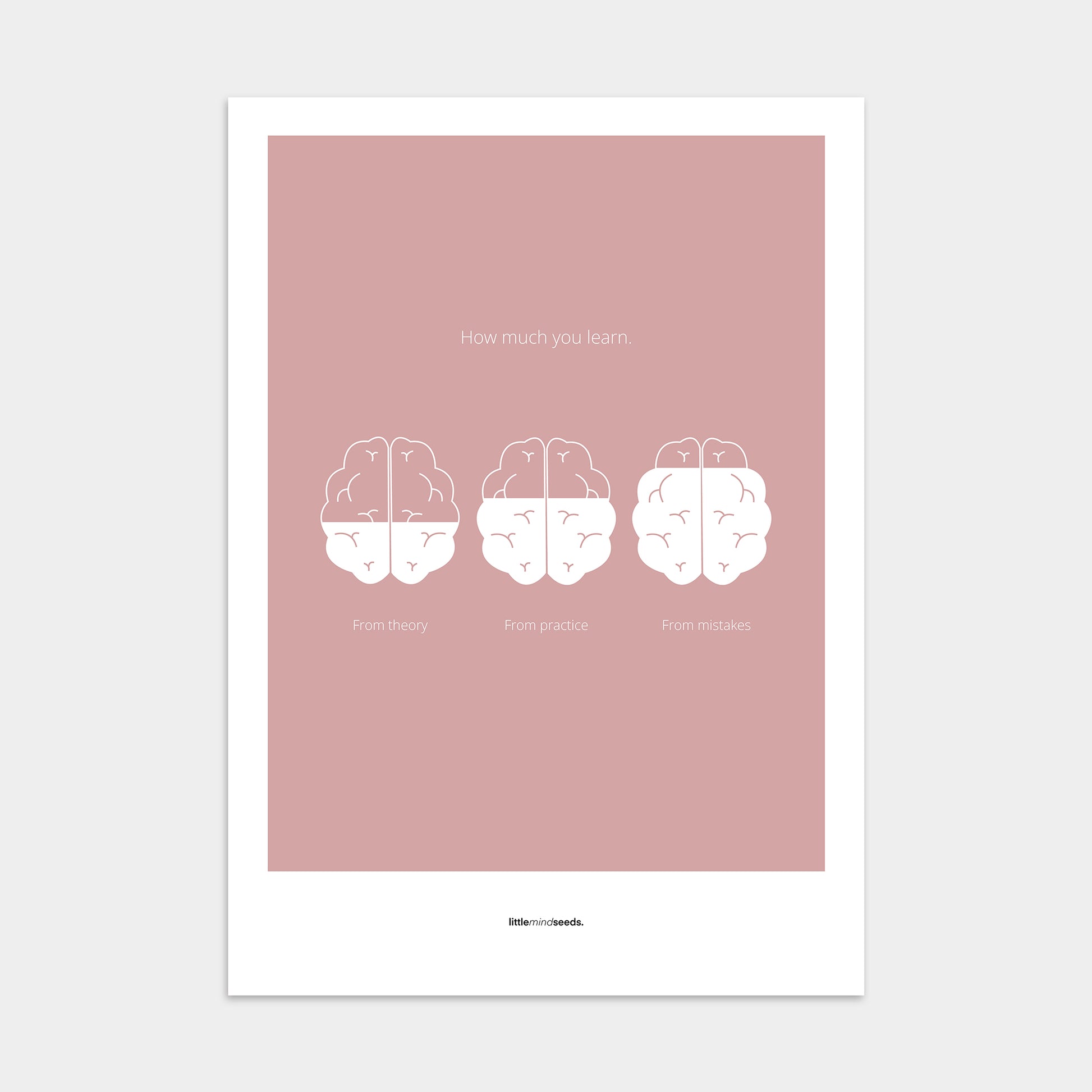 “How Much You Learn From Theory, Practice, Mistakes”  – Growth Mindset Motivational Poster | Minimalist Quotes on the Wall, Downloadable PDF Bundle - ALL colors