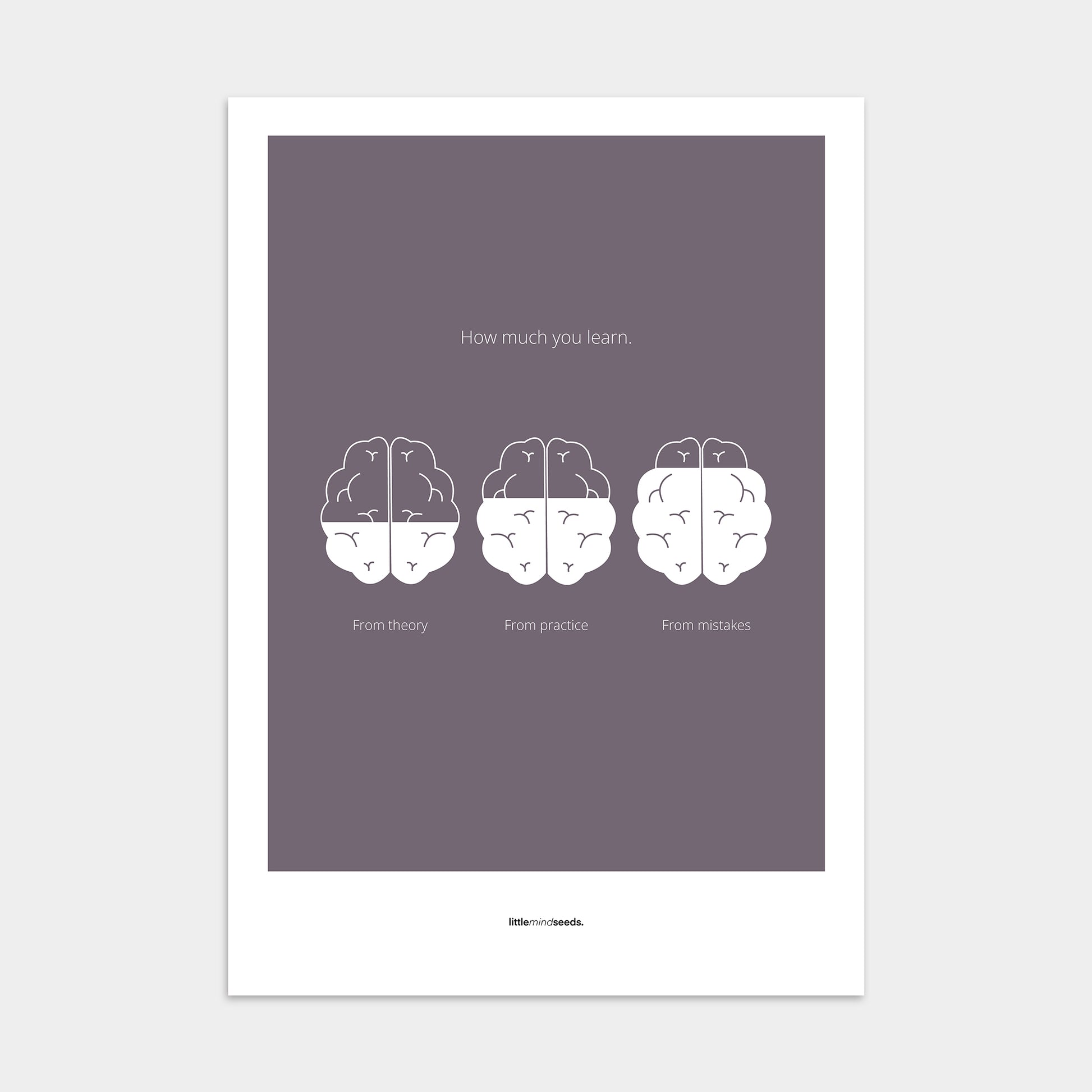 “How Much You Learn From Theory, Practice, Mistakes”  – Growth Mindset Motivational Poster | Minimalist Quotes on the Wall, Downloadable PDF Bundle - ALL colors