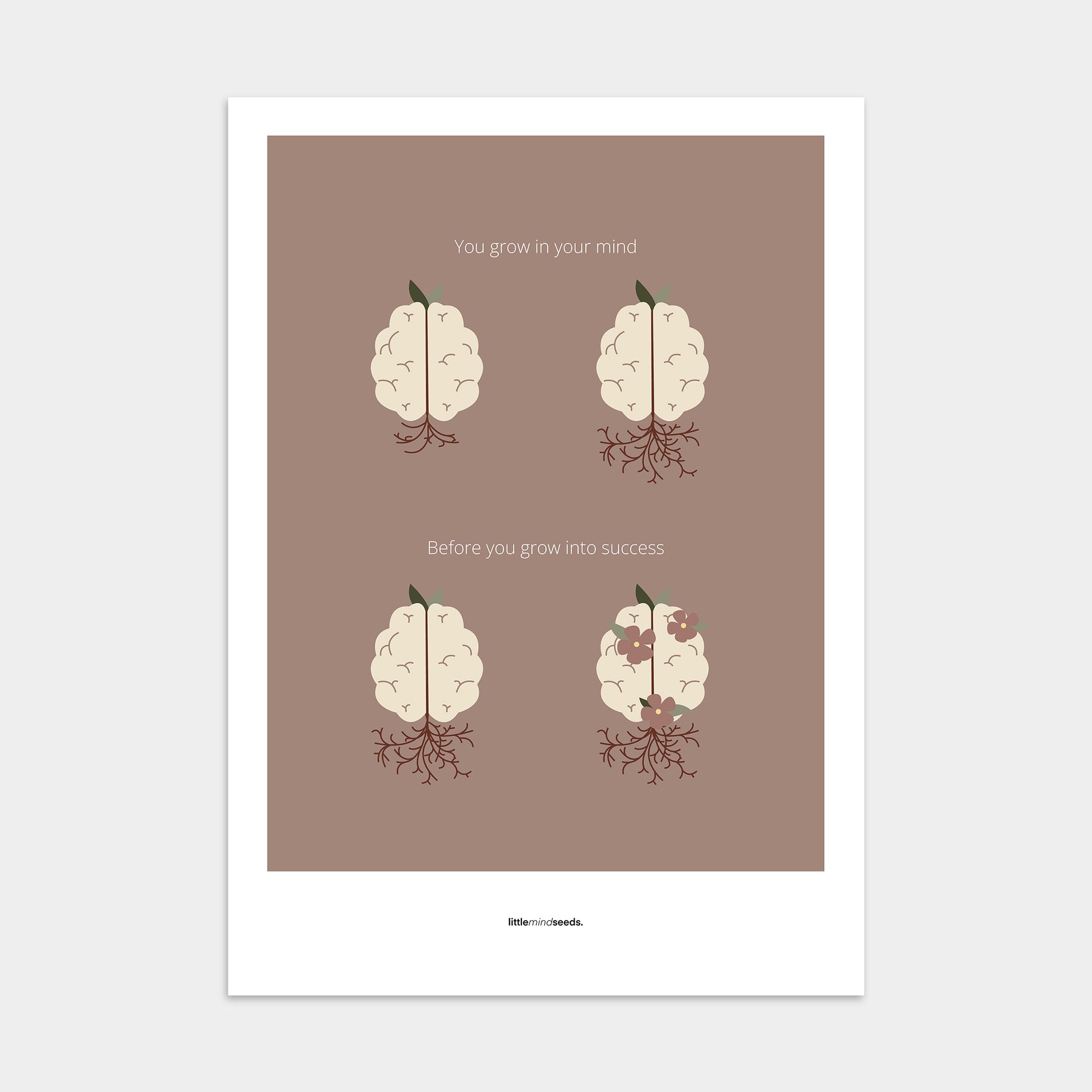 “You Grow in Your Mind First”  – Growth Mindset Motivational Poster | Minimalist Quotes on the Wall, Downloadable PDF Bundle - ALL colors