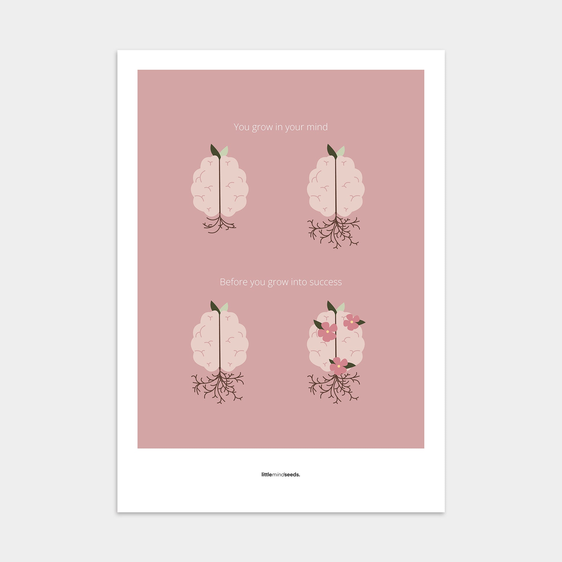 “You Grow in Your Mind First”  – Growth Mindset Motivational Poster | Minimalist Quotes on the Wall, Downloadable PDF Bundle - ALL colors