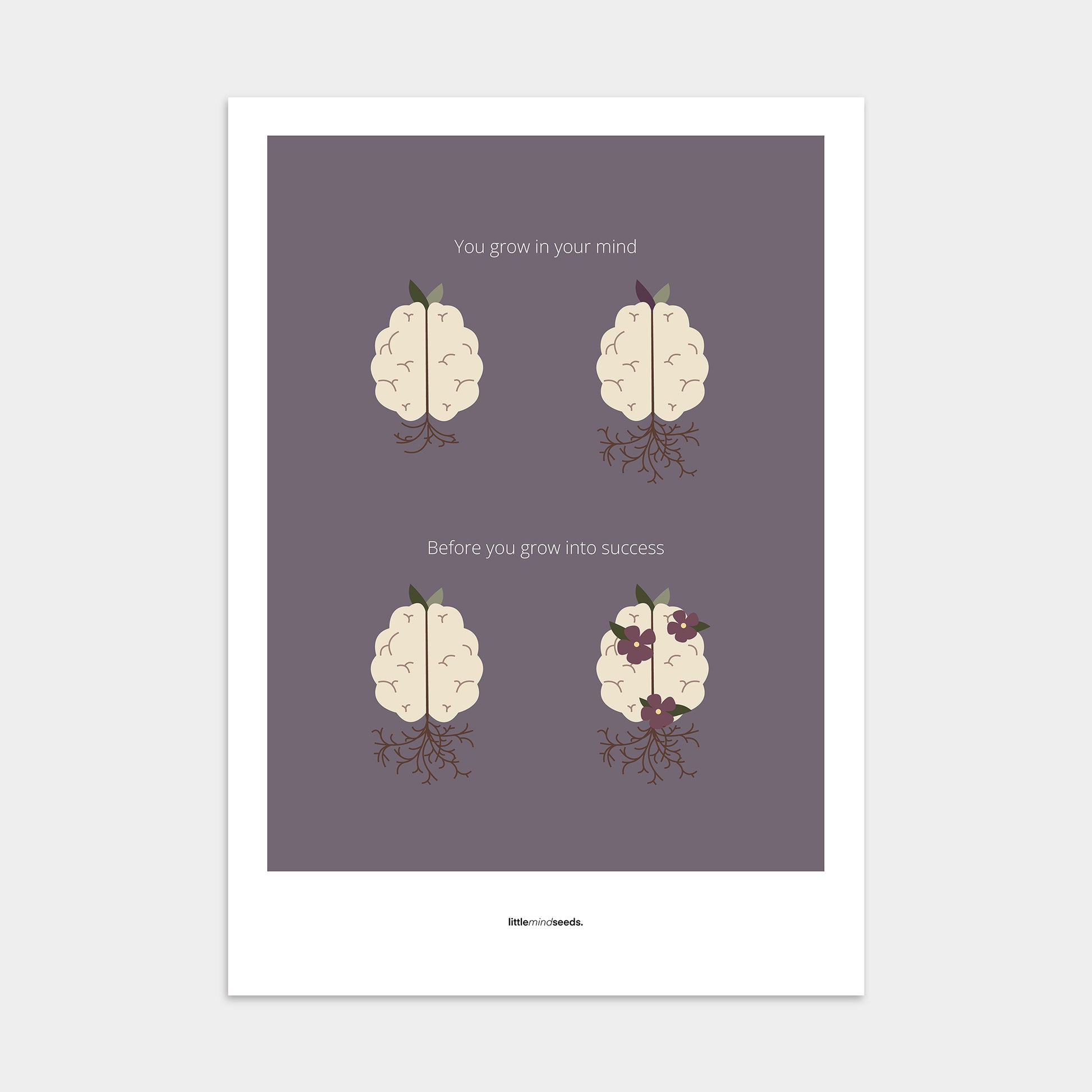 “You Grow in Your Mind First”  – Growth Mindset Motivational Poster | Minimalist Quotes on the Wall, Downloadable PDF Bundle - ALL colors