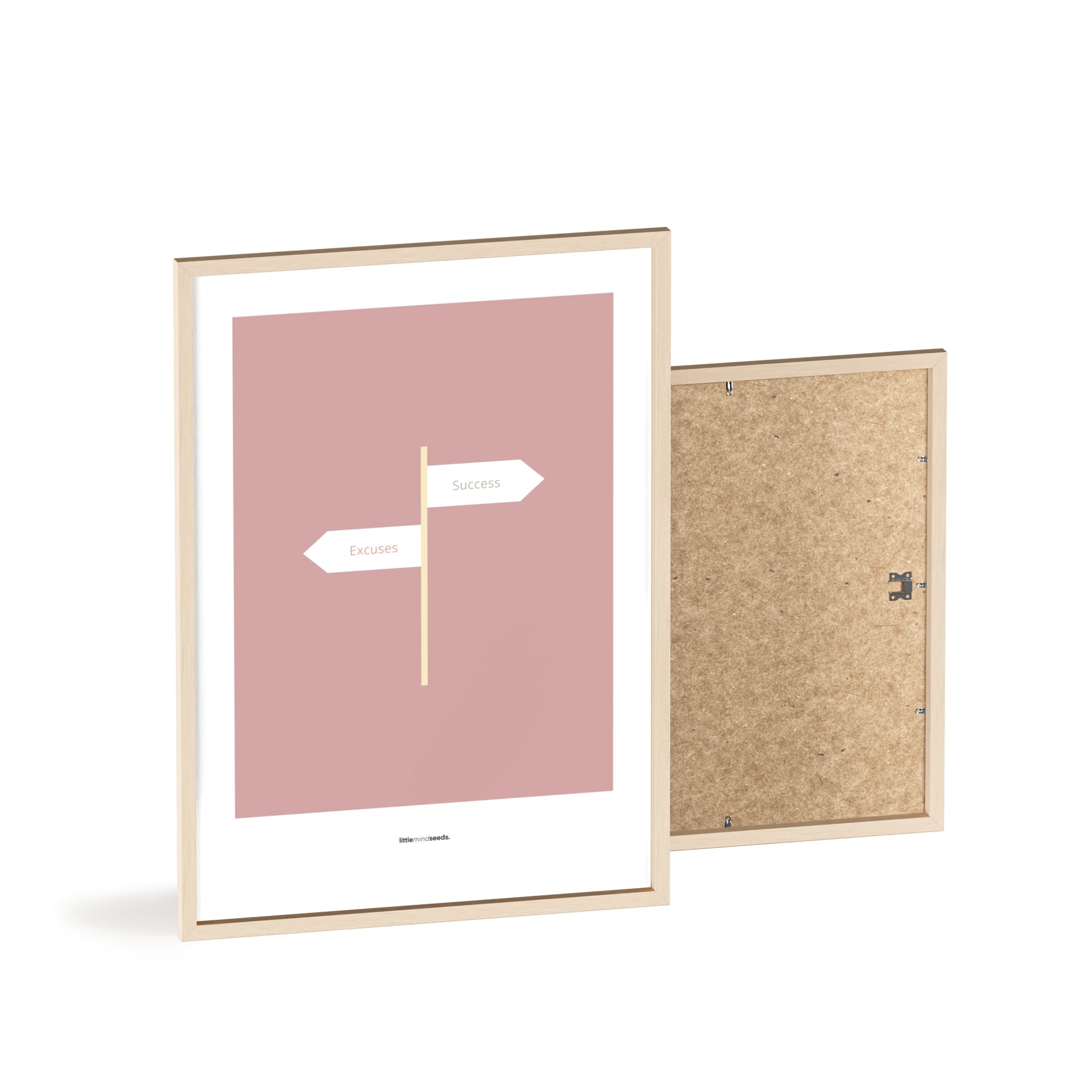 "Only Two Ways – Either You Have Excuses, or You Achieve Success" – Discipline, Habits & Achievements Children Motivational Wall Art to Foster Focus & Success | Matte Frame– Pink