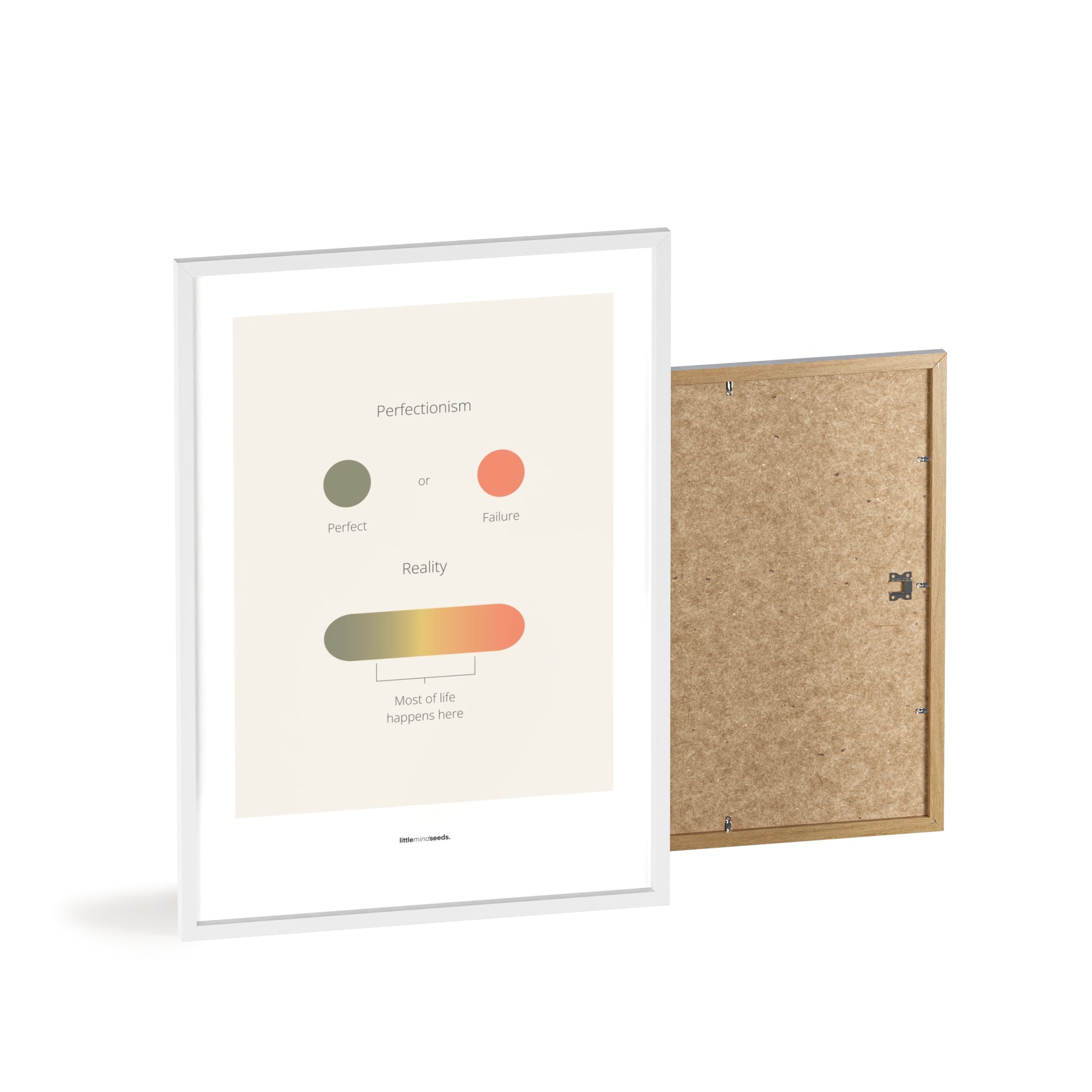 "Life Is Not Perfect Like We Imagine" – Resilience & Confidence Motivational Quality Framed Poster | Minimalist Inspirational Wall Art – Beige