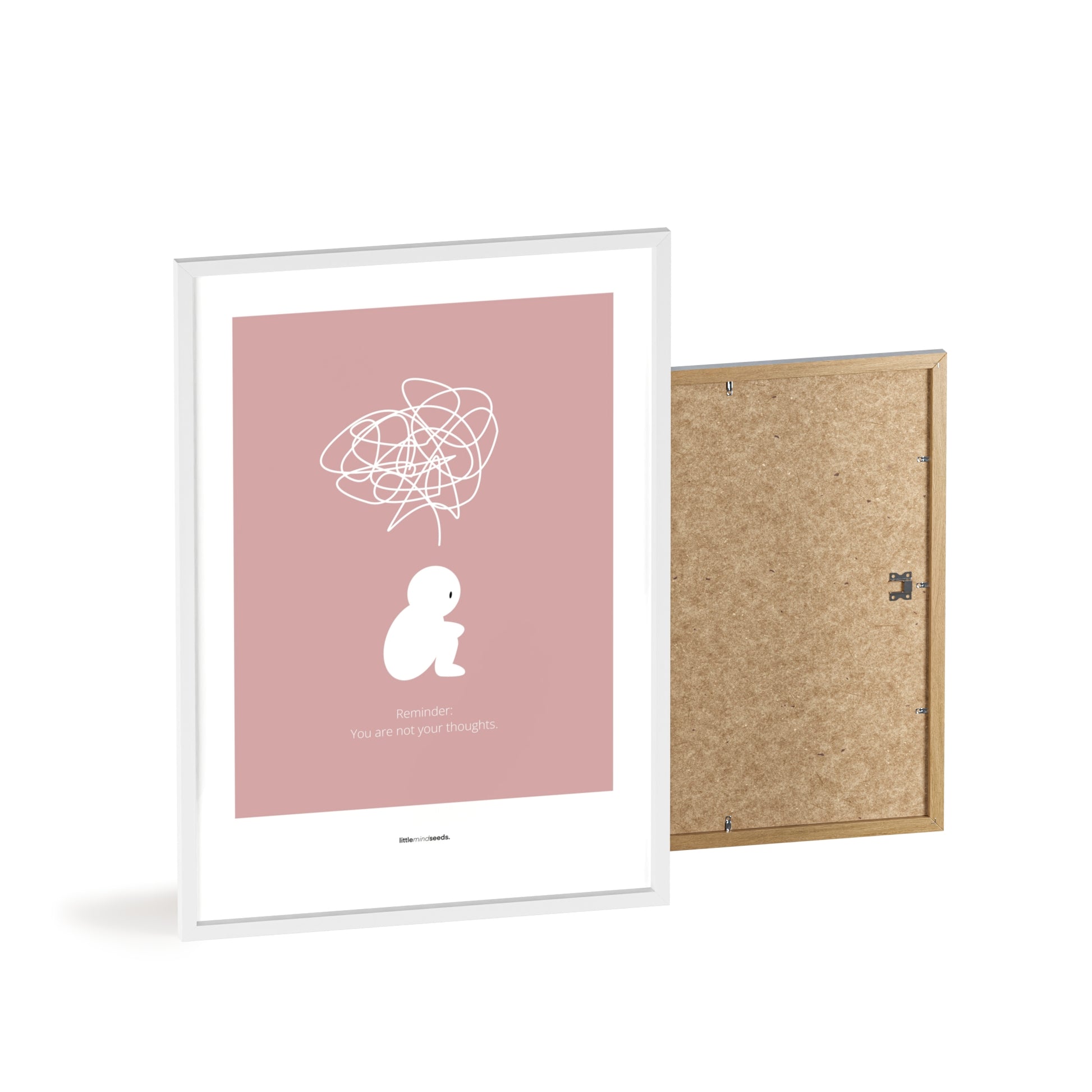 "We Are Not Our Thoughts – We Are Our Actions" – Resilience & Confidence Wall Art to Build Self-Belief & Grit | Motivational Quality Framed Poster | Minimalist Quotes for Personal Growt – Pink