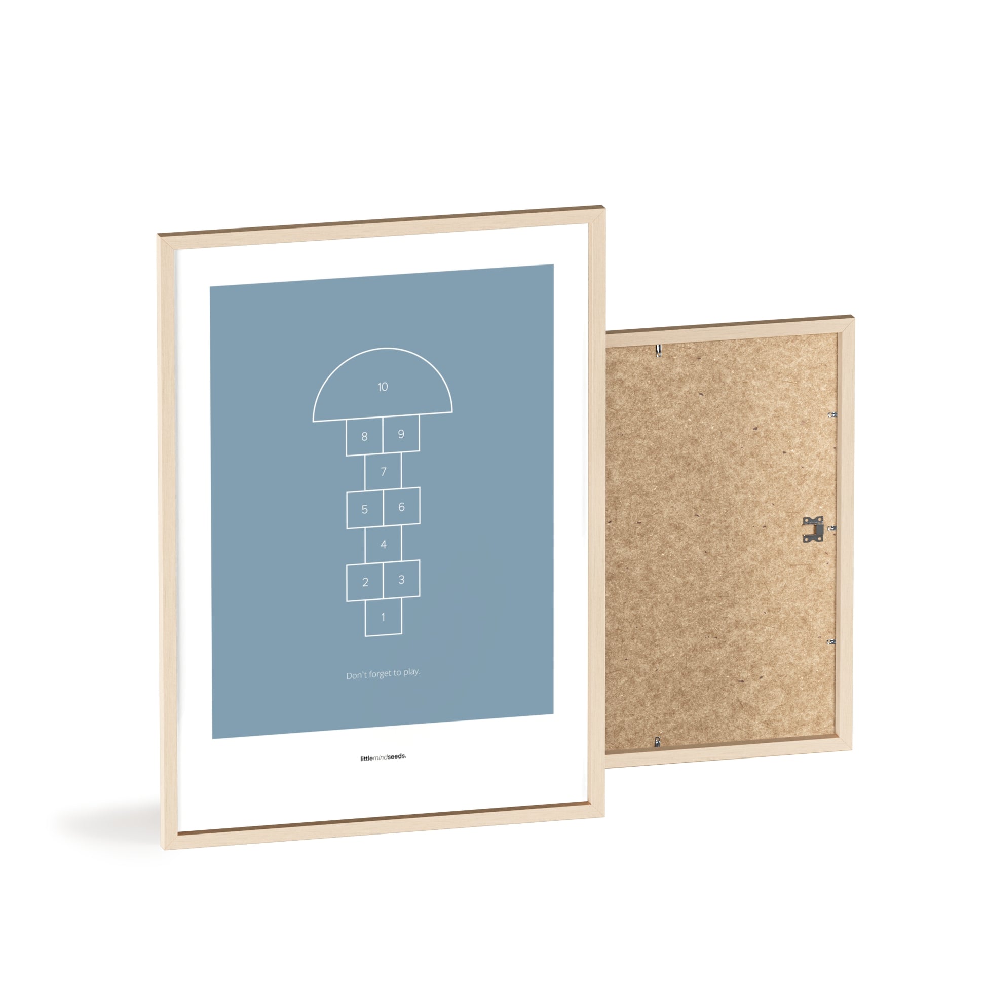 "Don’t Forget to Play" – Happiness & Well-Being Reminder Wall Art to Encourage Joy & Balance | Motivational Matte Framed Poster | Minimalist Wall Art – Blue