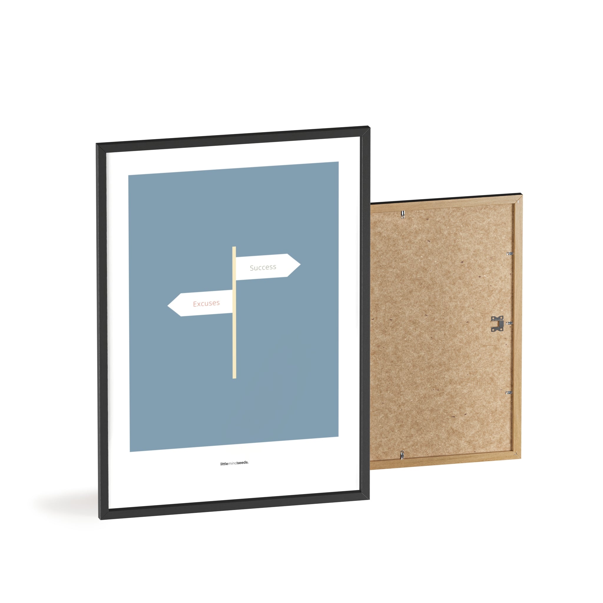"Only Two Ways – Either You Have Excuses, or You Achieve Success" – Discipline, Habits & Achievements Children Motivational Wall Art to Foster Focus & Success | Matte Frame– Blue