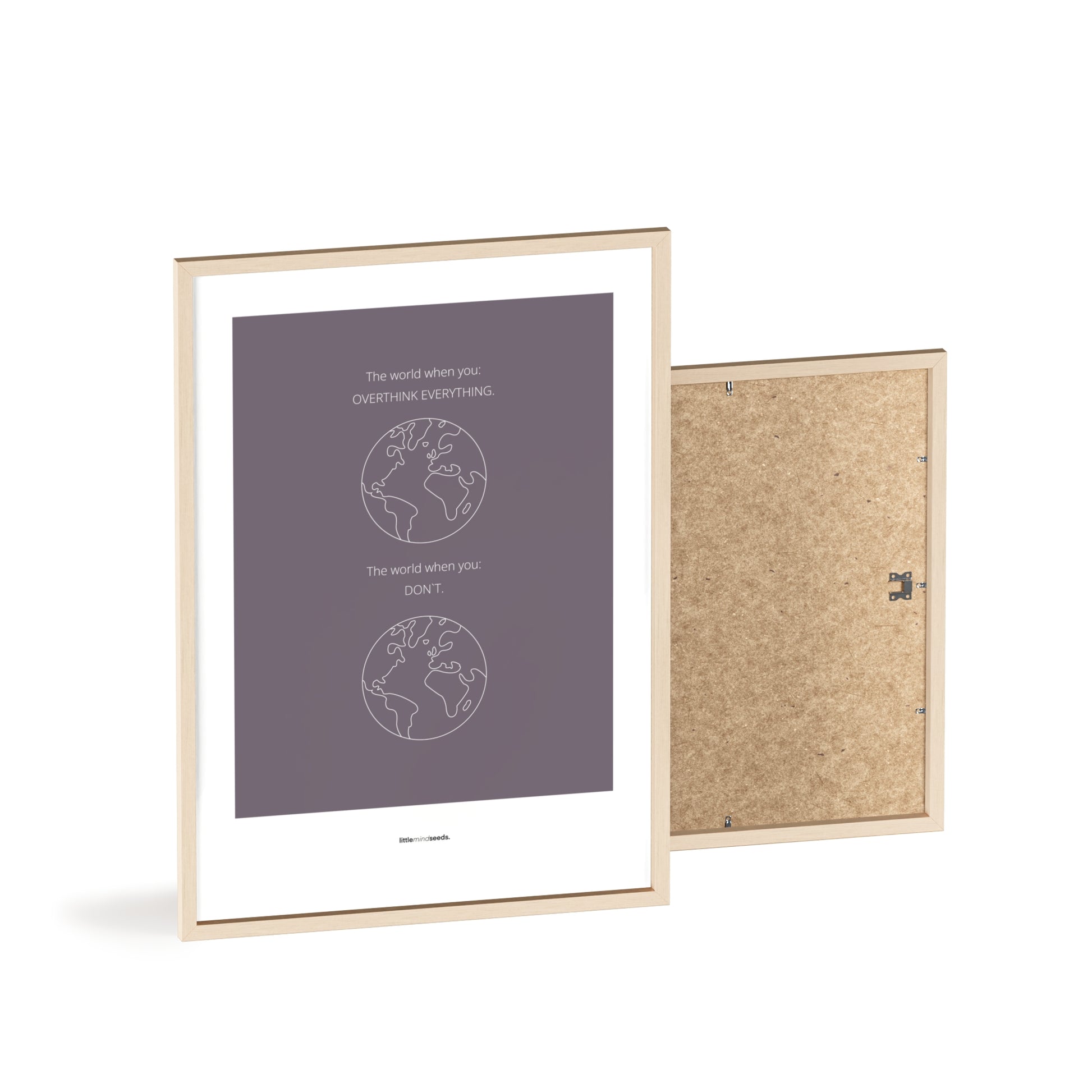"The World" – Happiness & Well-Being Reminder Wall Art to Encourage Joy & Balance | Motivational Matte Frame | Minimalist Wall Art – Purple