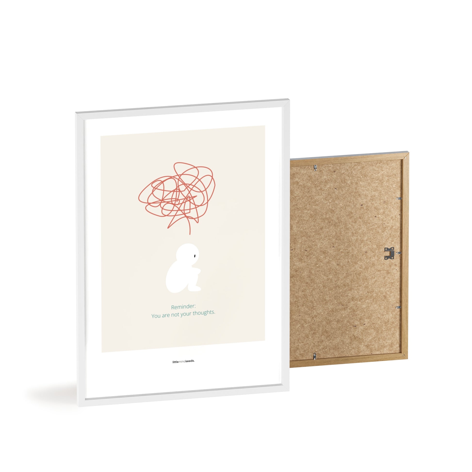 "We Are Not Our Thoughts – We Are Our Actions" – Resilience & Confidence Wall Art to Build Self-Belief & Grit | Motivational Quality Framed Poster | Minimalist Quotes for Personal Growt – Beige