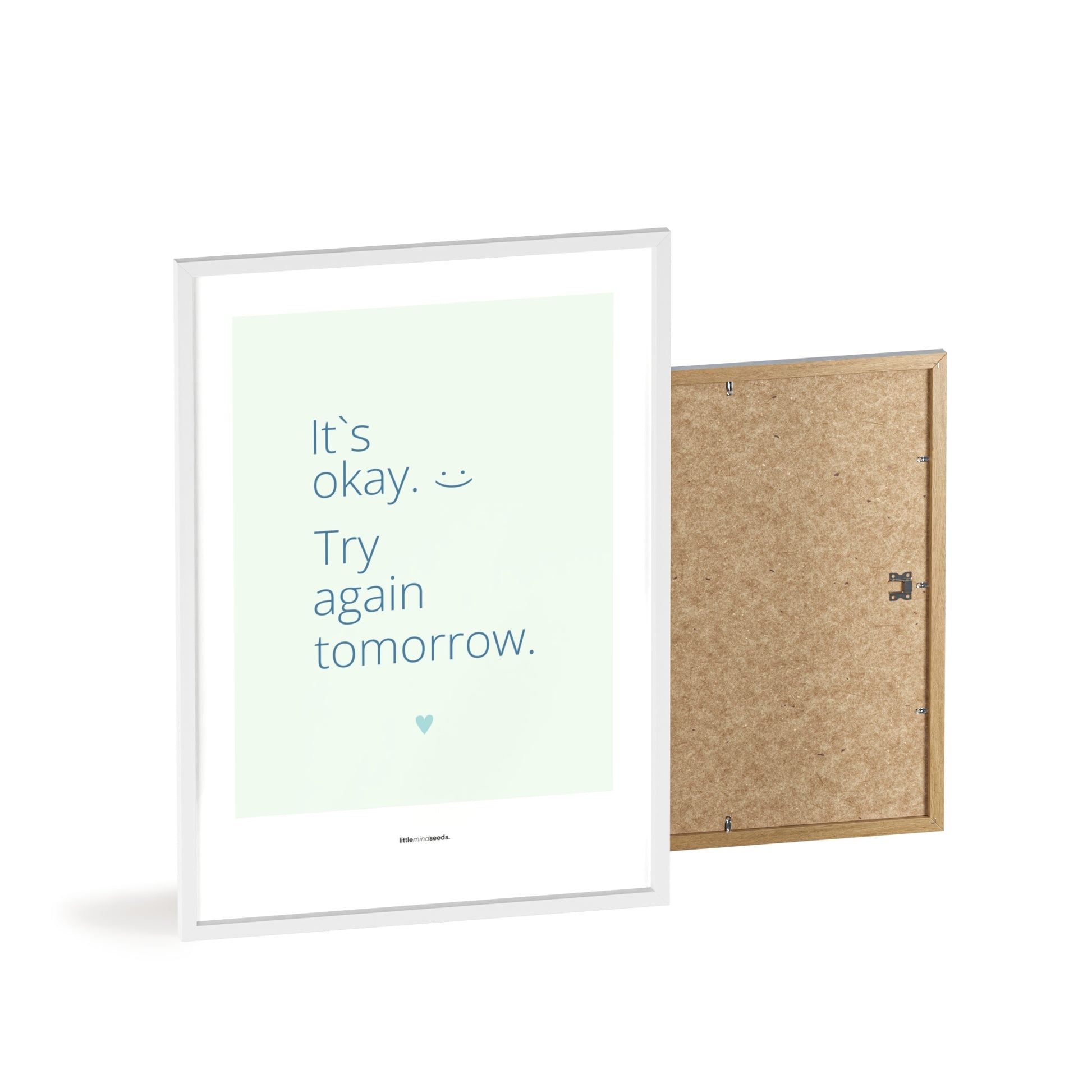 "It’s OK, Try Again Tomorrow" – Resilience & Confidence Wall Art to Build Self-Belief & Grit | Motivational Quality Framed Poster | Minimalist Wall Art –  Mint