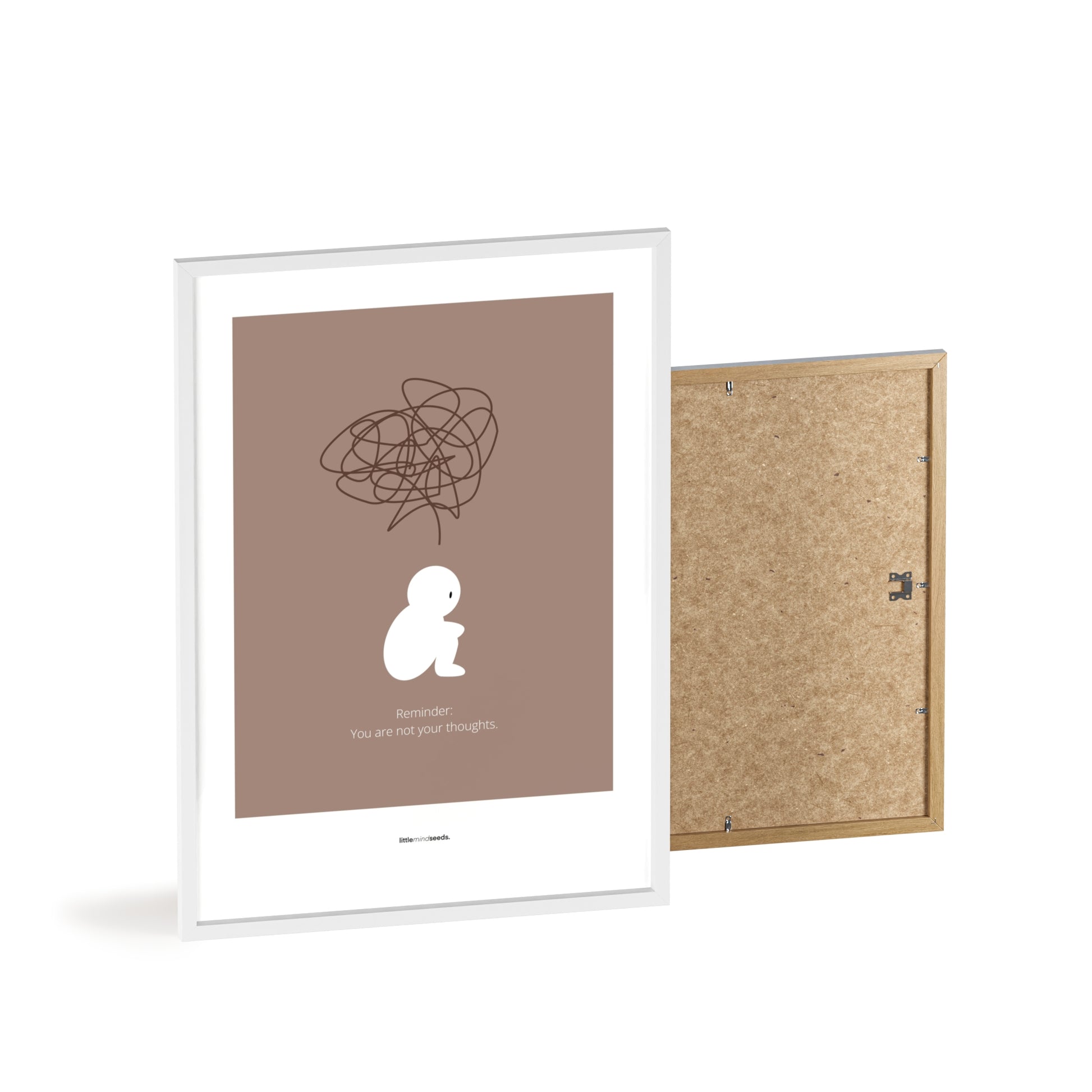 "We Are Not Our Thoughts – We Are Our Actions" – Resilience & Confidence Wall Art to Build Self-Belief & Grit | Motivational Quality Framed Poster | Minimalist Quotes for Personal Growt – Brown
