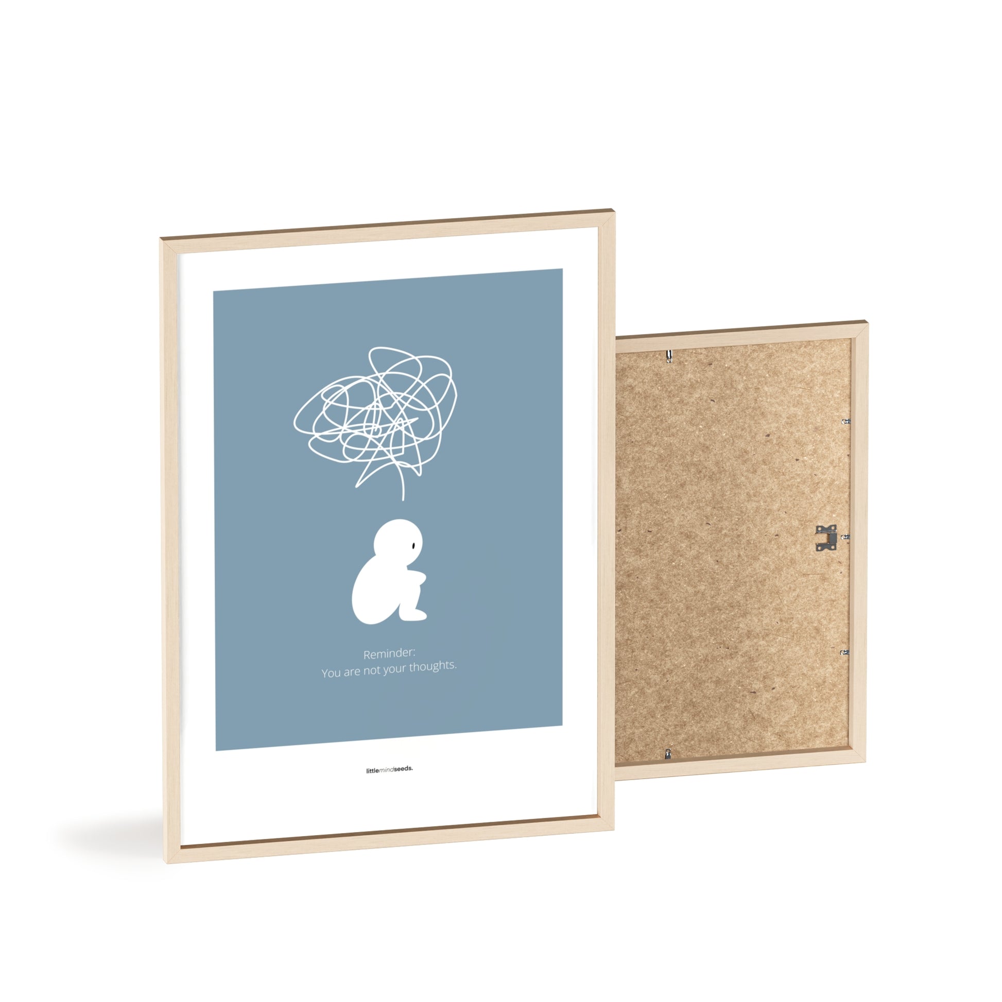 "We Are Not Our Thoughts – We Are Our Actions" – Resilience & Confidence Wall Art to Build Self-Belief & Grit | Motivational Quality Framed Poster | Minimalist Quotes for Personal Growt – Blue
