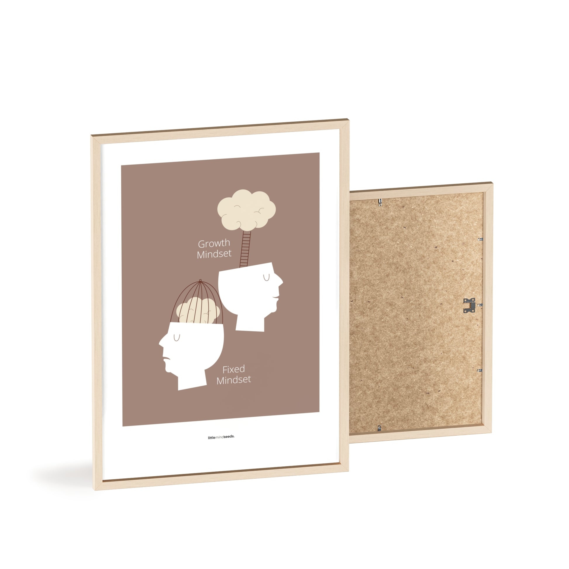 Growth vs Fixed Mindset – Framed Posters with Quotes for Kids Inspiration for Growth Mindset Framed Poster – Brown