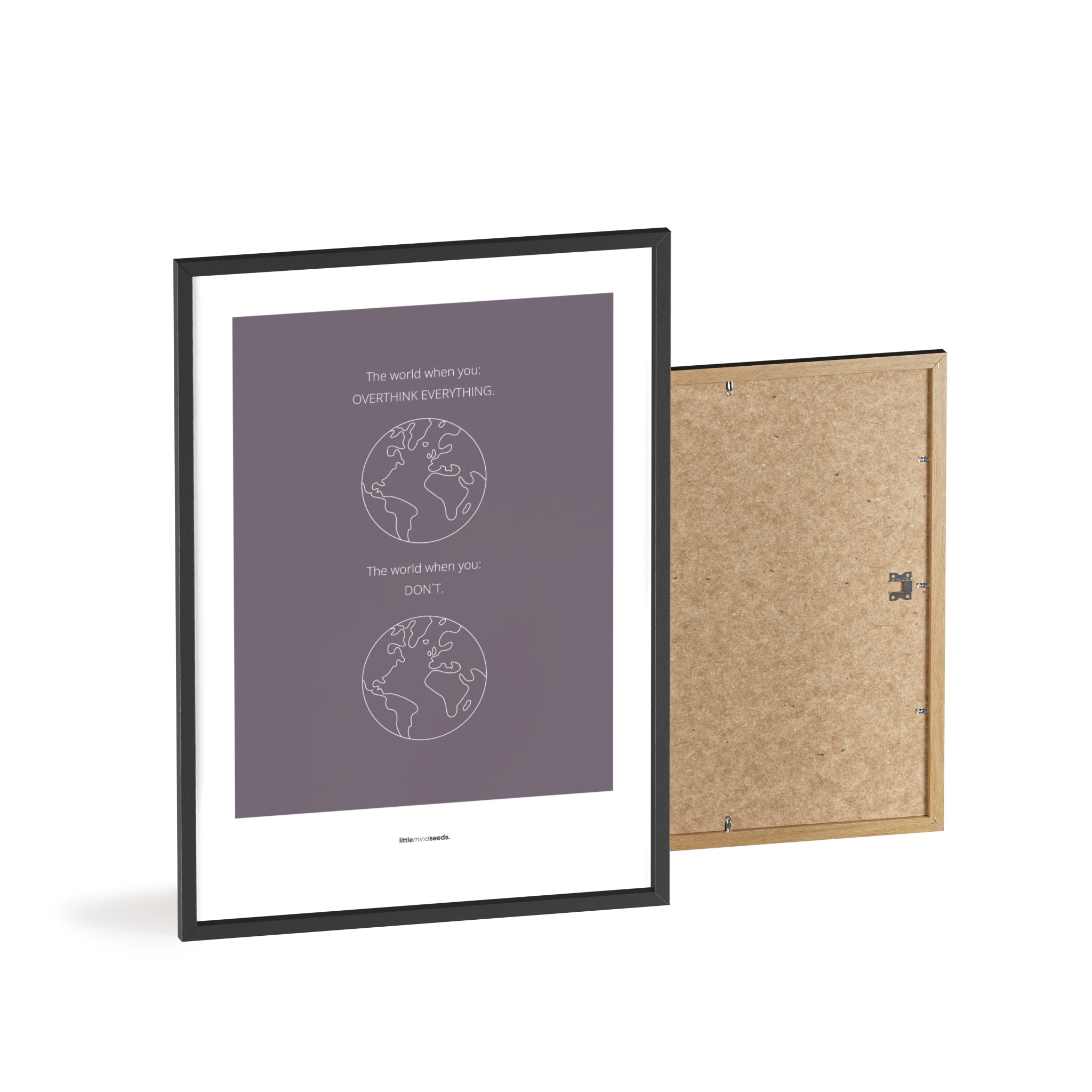 "The World" – Happiness & Well-Being Reminder Wall Art to Encourage Joy & Balance | Motivational Matte Frame | Minimalist Wall Art – Purple