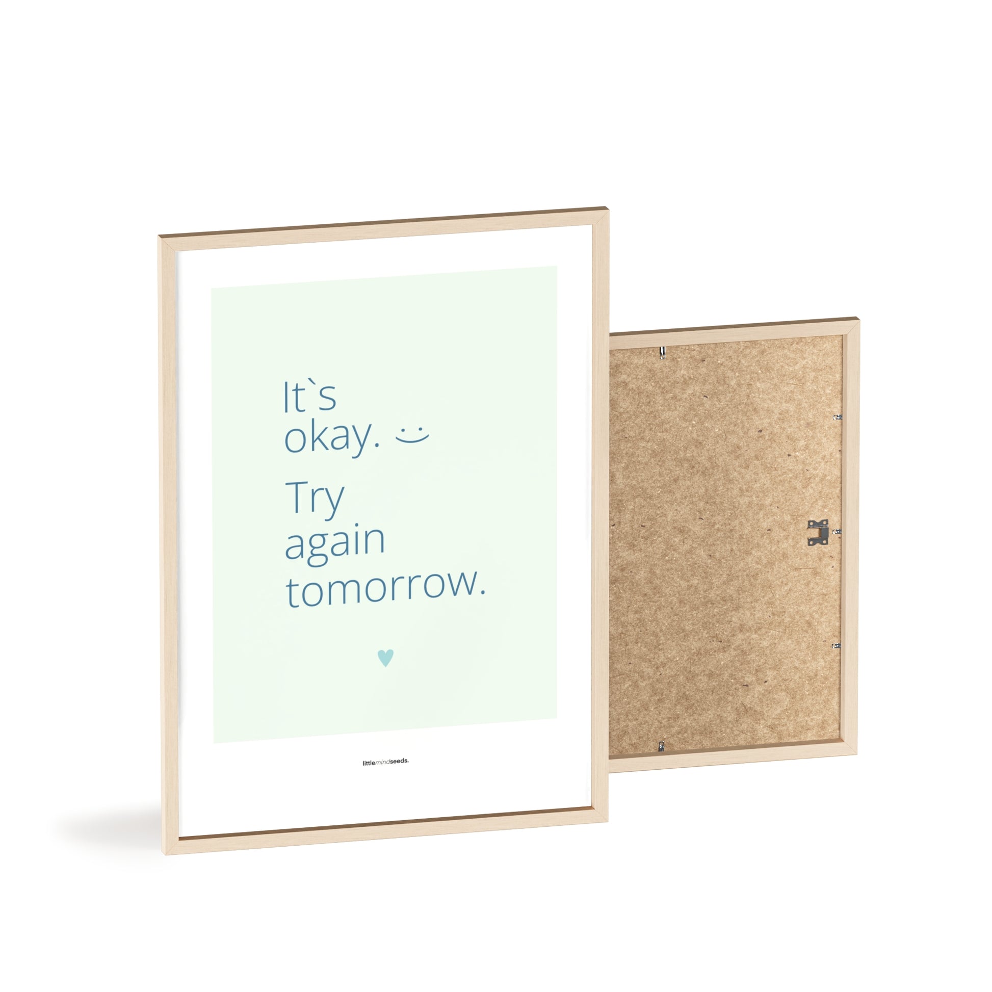 "It’s OK, Try Again Tomorrow" – Resilience & Confidence Wall Art to Build Self-Belief & Grit | Motivational Quality Framed Poster | Minimalist Wall Art –  Mint