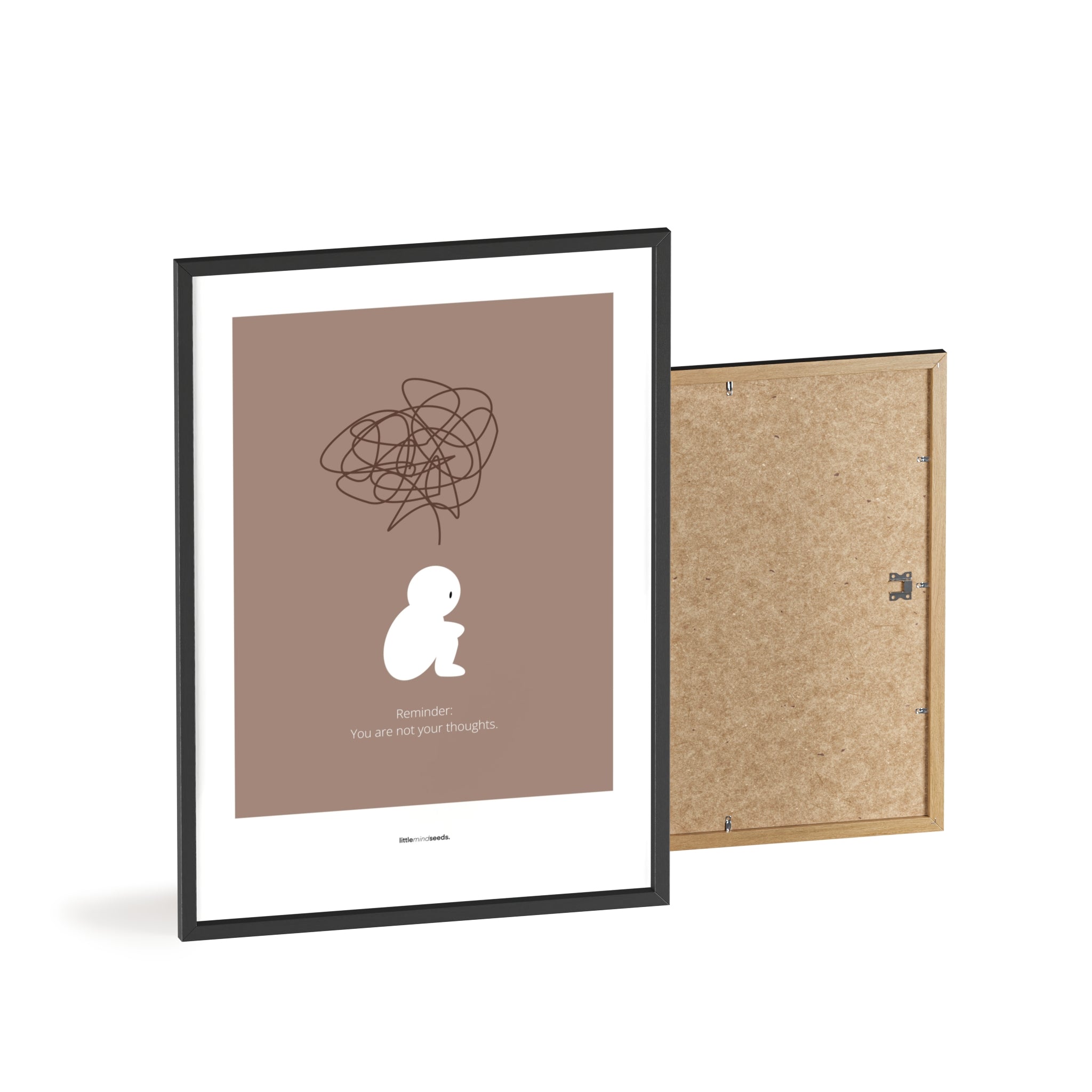 "We Are Not Our Thoughts – We Are Our Actions" – Resilience & Confidence Wall Art to Build Self-Belief & Grit | Motivational Quality Framed Poster | Minimalist Quotes for Personal Growt – Brown