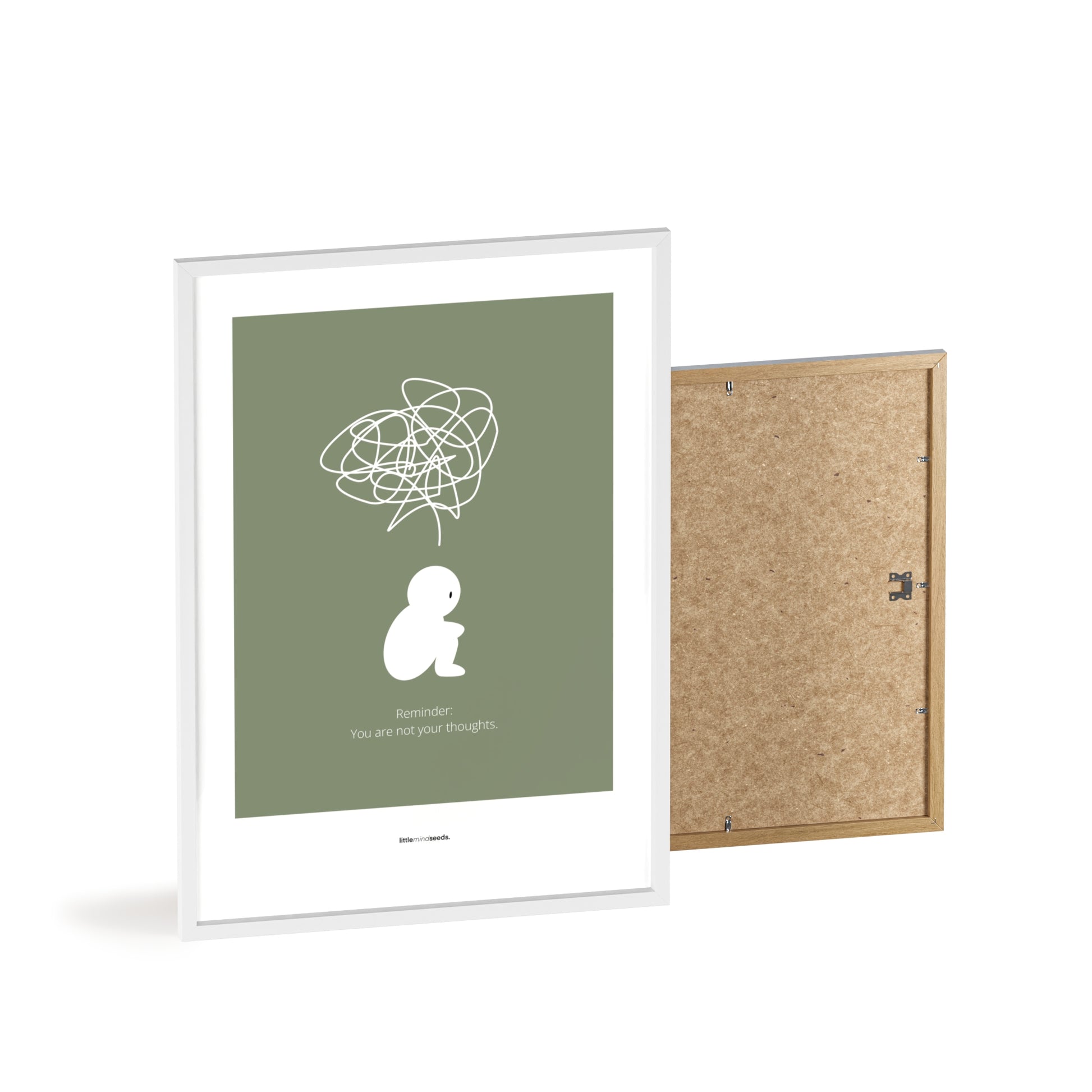"We Are Not Our Thoughts – We Are Our Actions" – Resilience & Confidence Wall Art to Build Self-Belief & Grit | Motivational Quality Framed Poster | Minimalist Quotes for Personal Growt – Green