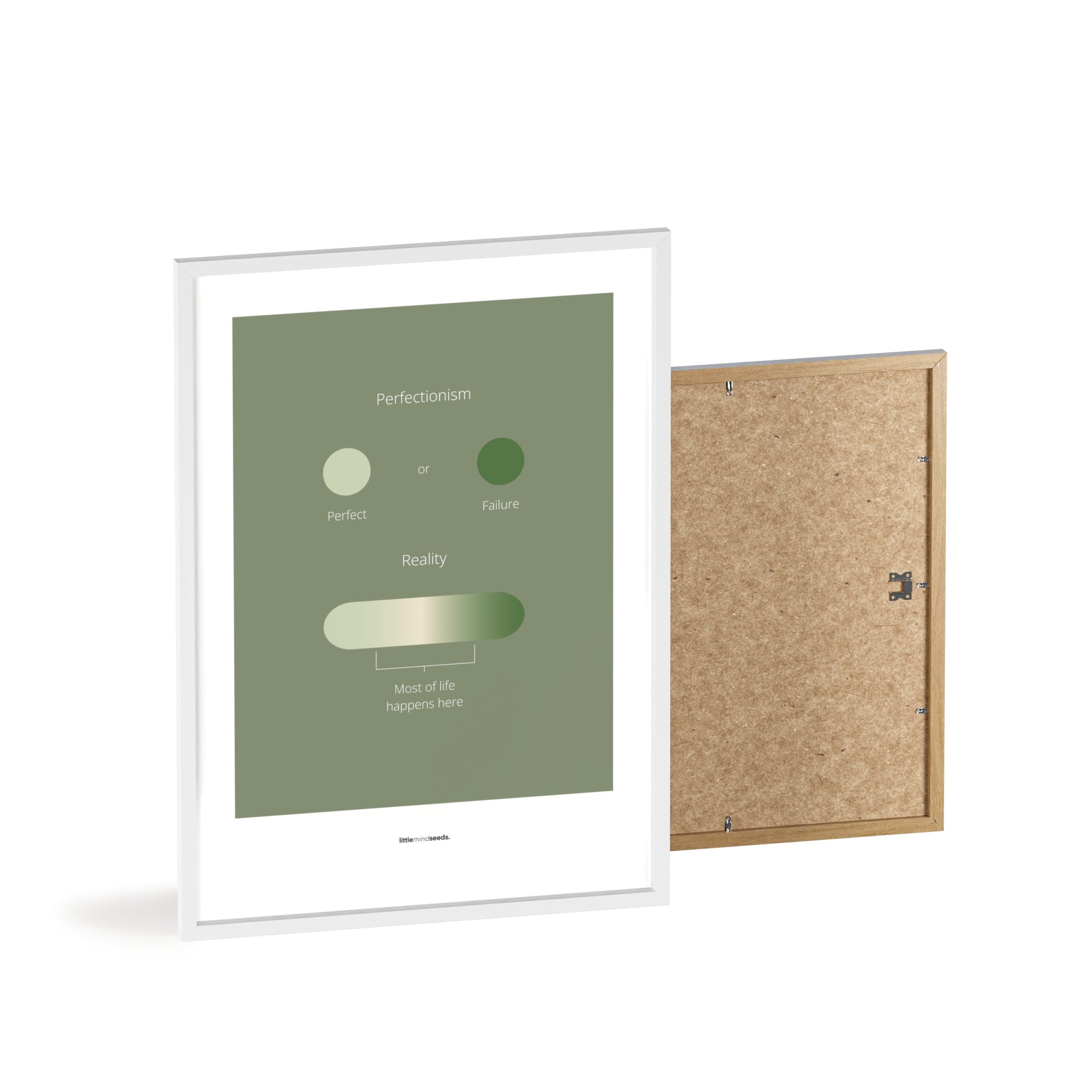 "Life Is Not Perfect Like We Imagine" – Resilience & Confidence Motivational Quality Framed Poster | Minimalist Inspirational Wall Art – Green