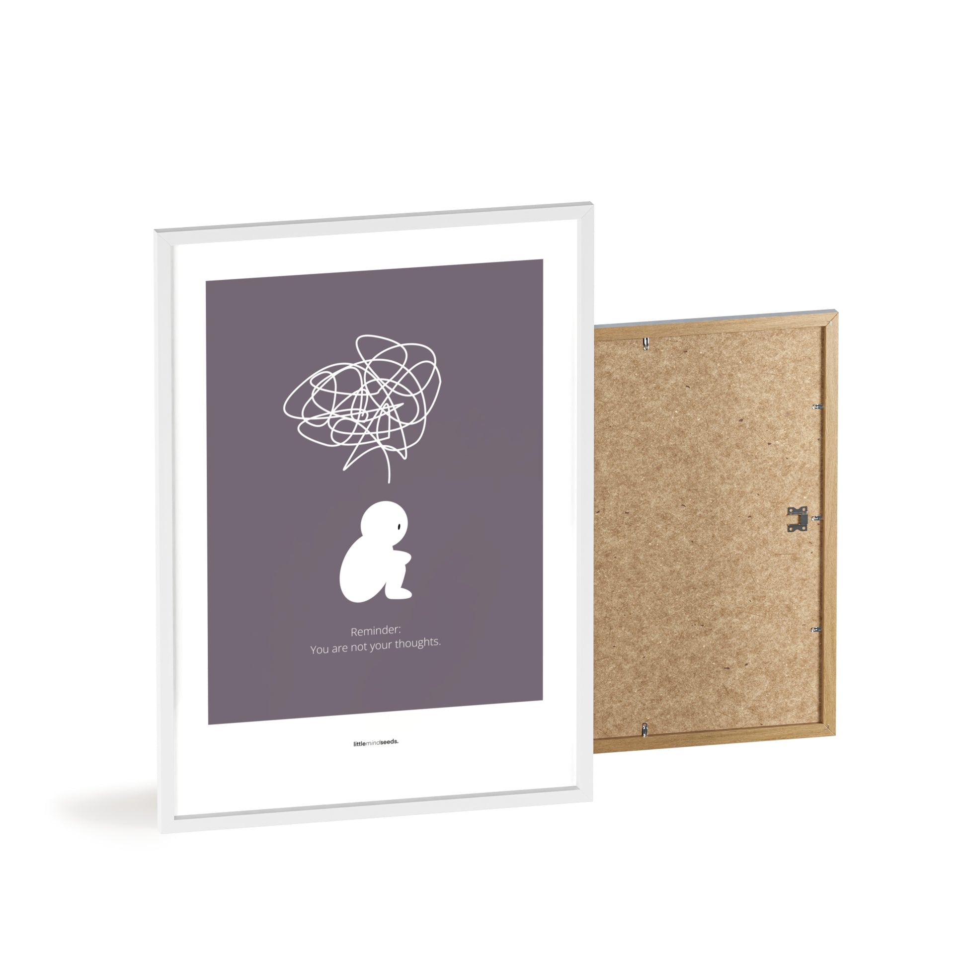 "We Are Not Our Thoughts – We Are Our Actions" – Resilience & Confidence Wall Art to Build Self-Belief & Grit | Motivational Quality Framed Poster | Minimalist Quotes for Personal Growt – Purple