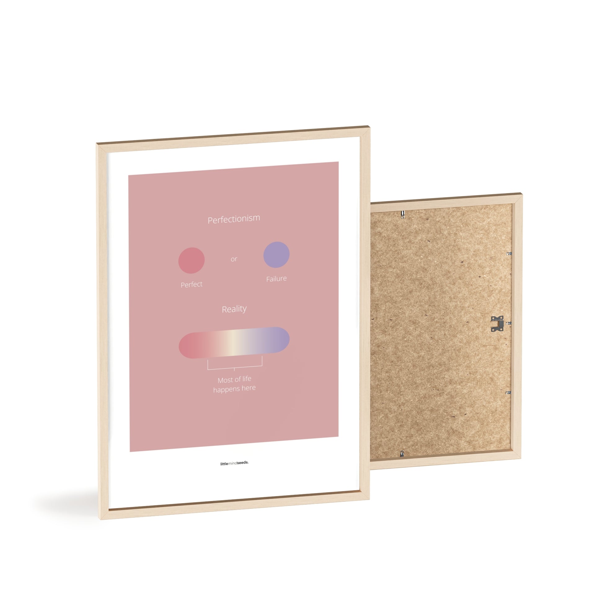 "Life Is Not Perfect Like We Imagine" – Resilience & Confidence Motivational Quality Framed Poster | Minimalist Inspirational Wall Art – Pink