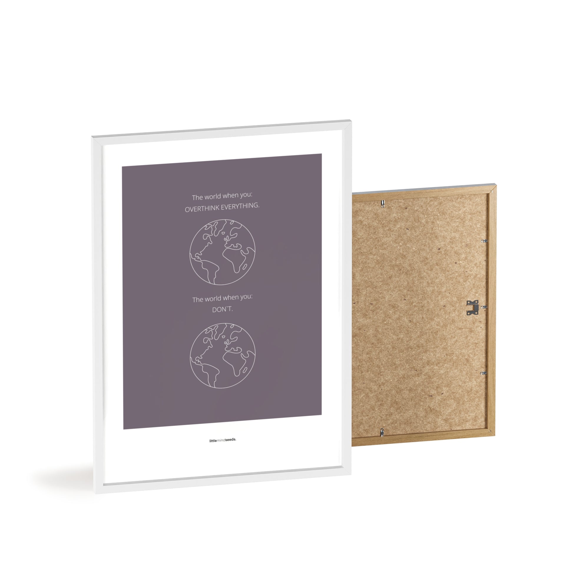"The World" – Happiness & Well-Being Reminder Wall Art to Encourage Joy & Balance | Motivational Matte Frame | Minimalist Wall Art – Purple