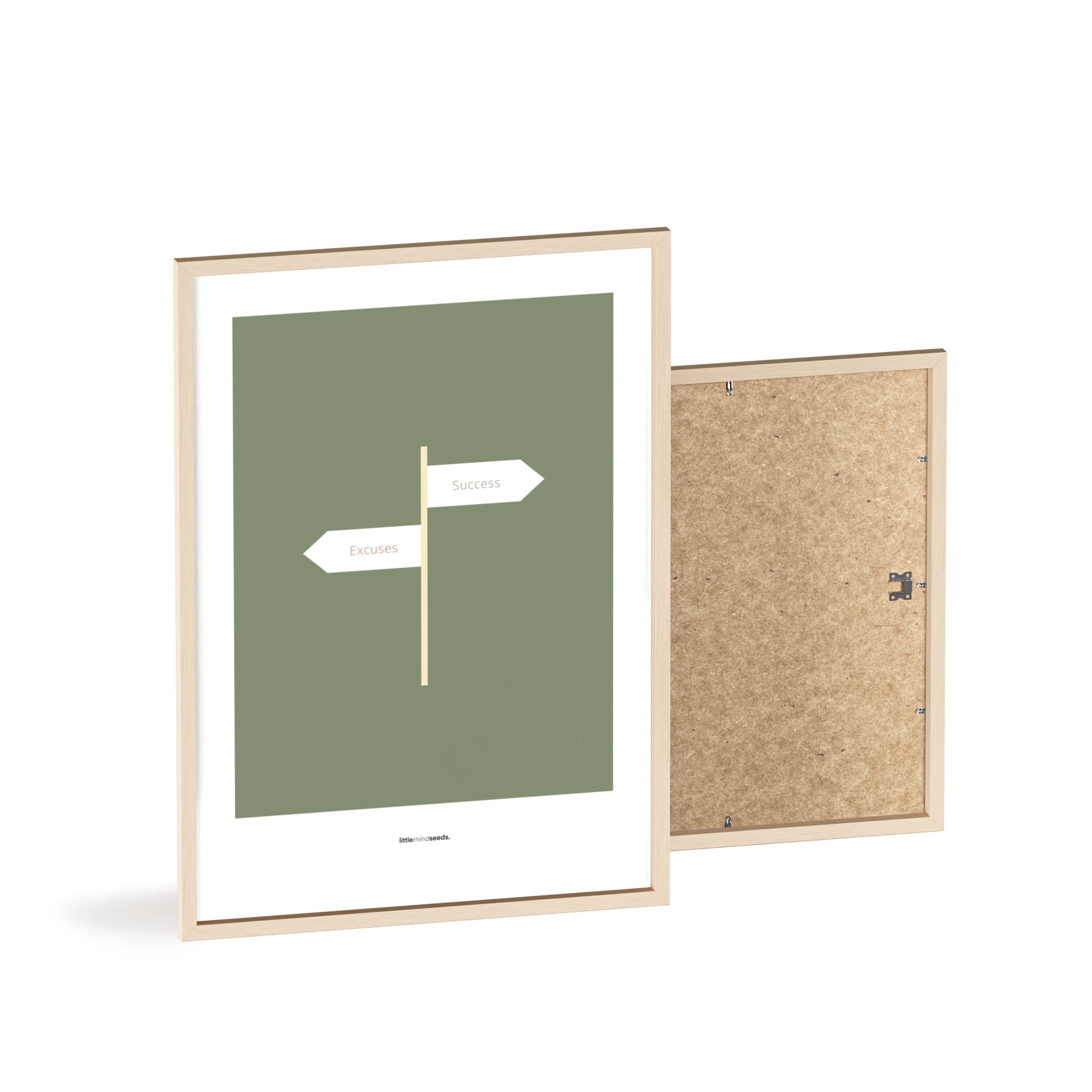 "Only Two Ways – Either You Have Excuses, or You Achieve Success" – Discipline, Habits & Achievements Children Motivational Wall Art to Foster Focus & Success | Matte Frame– Green