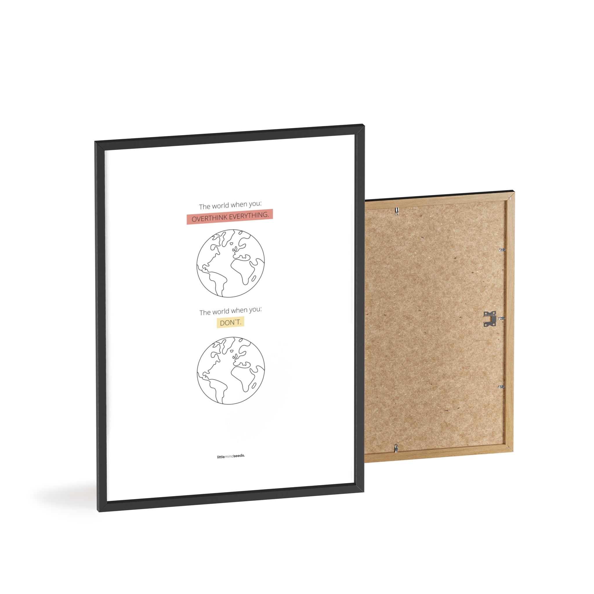 "The World" – Happiness & Well-Being Reminder Wall Art to Encourage Joy & Balance | Motivational Matte Frame | Minimalist Wall Art – white
